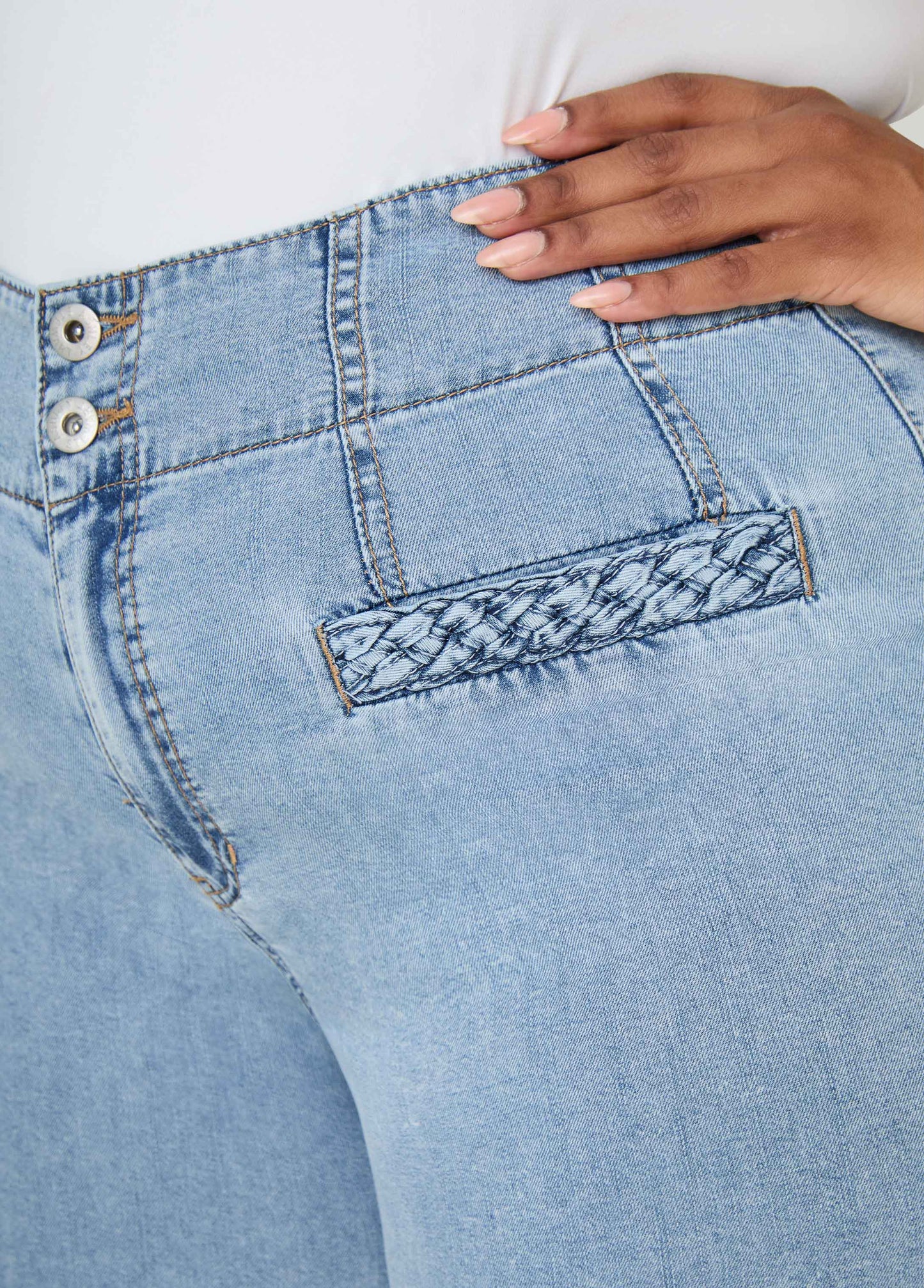 Ashley Stewart Braided Chambray Capris Denim