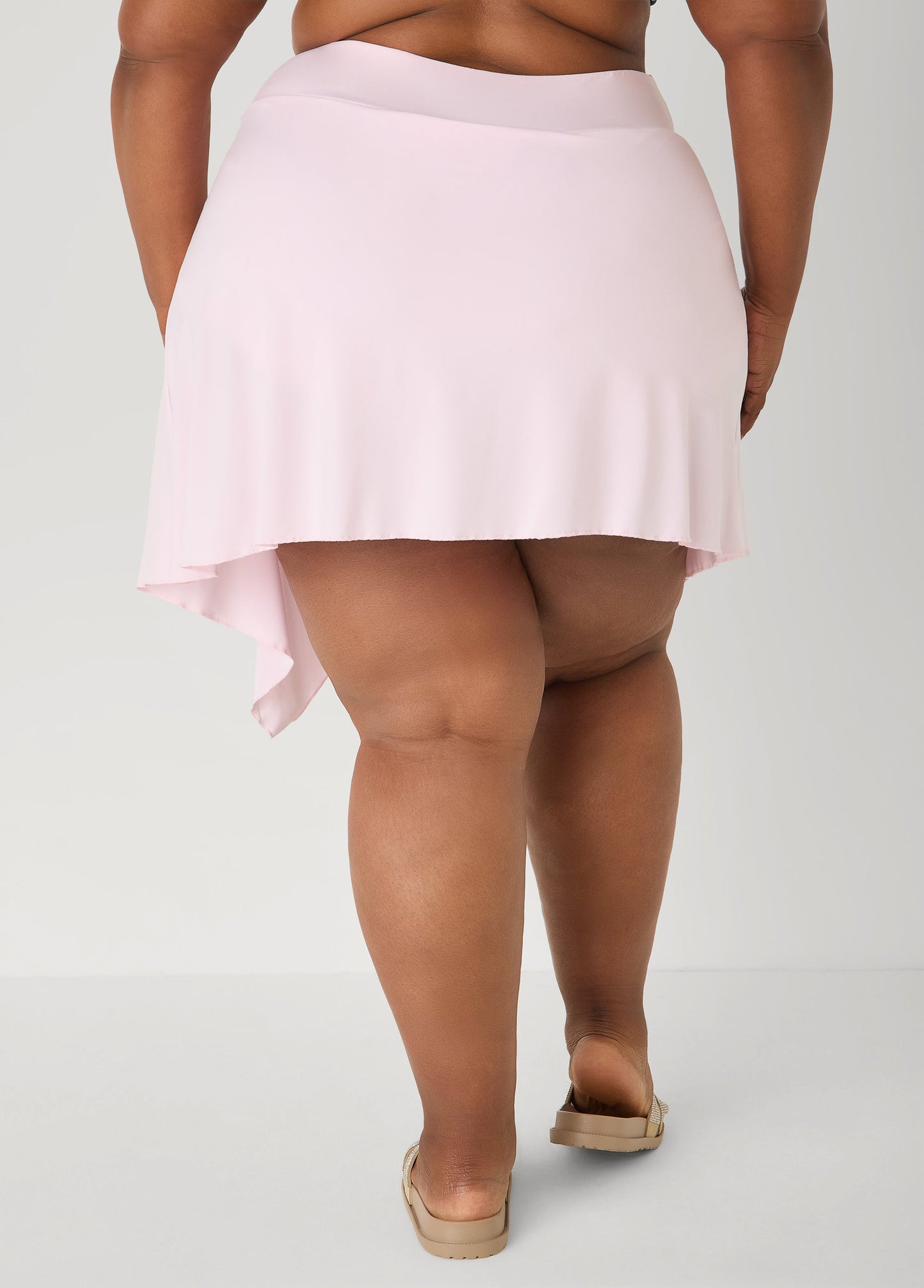 Ashley Stewart Asymmetric Hem Swim Skort Pink
