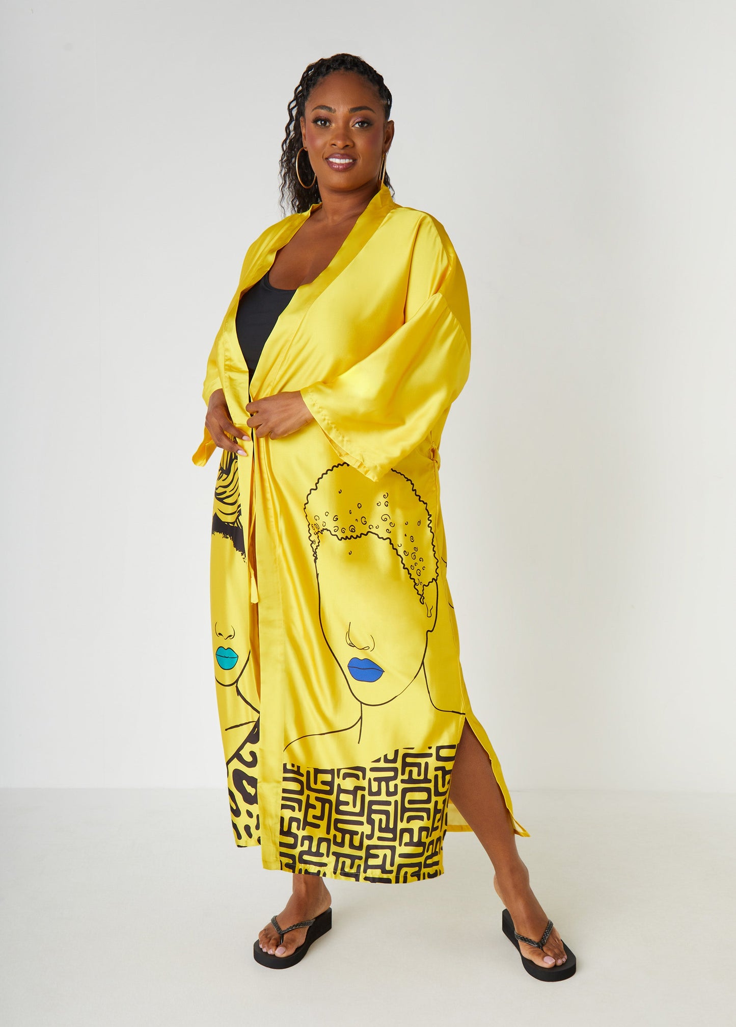 Ashley Stewart Pardon My Fro™ Mahogany Kimono Yellow