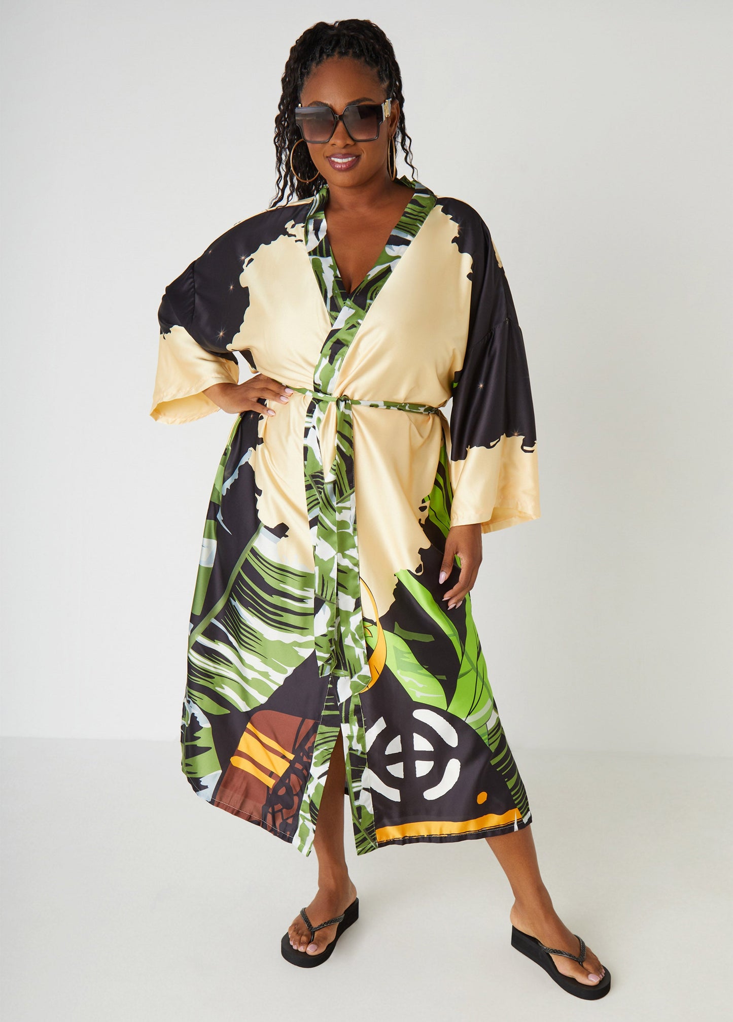 Ashley Stewart Pardon My Fro™ Ziggy Kimono Black