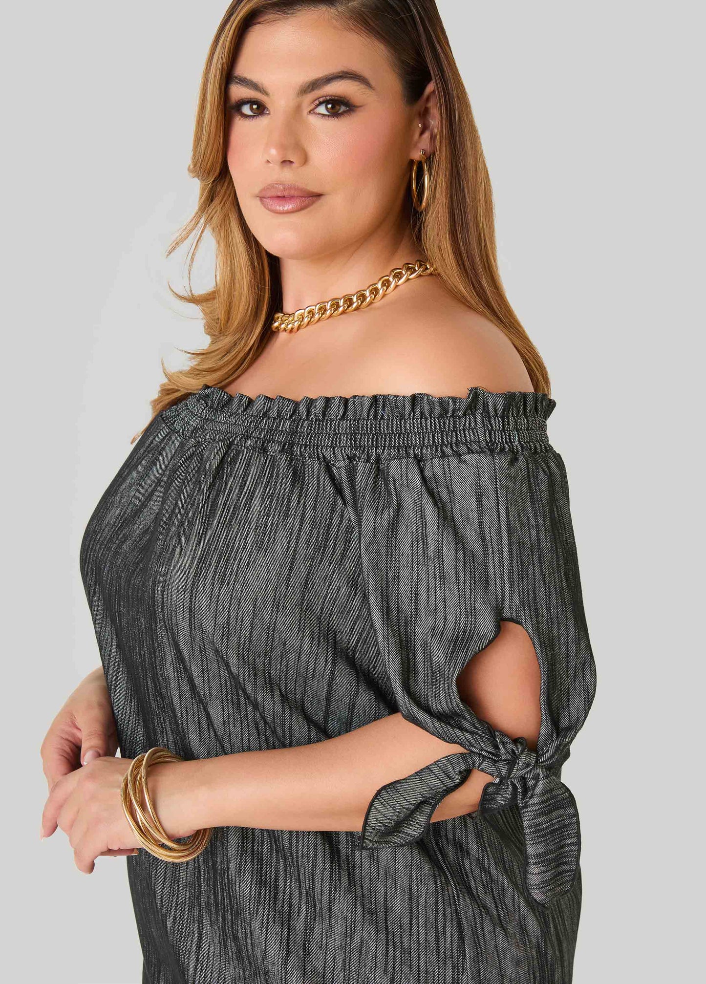 Ashley Stewart Off The Shoulder Denim Dress Denim
