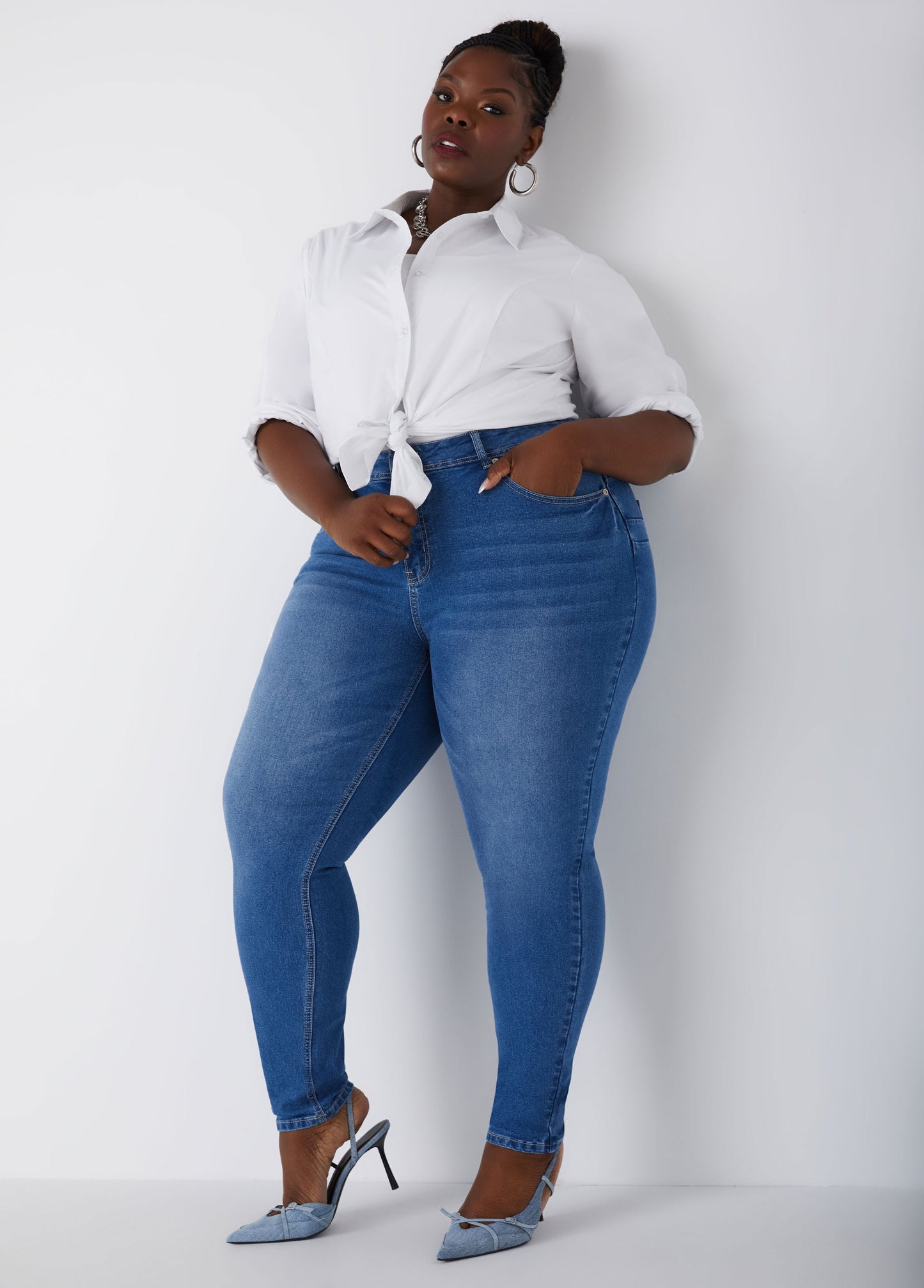 Ashley Stewart Plus Size High Rise Skinny Jeans Shaping Stretchy Skinny Jeans Lt Sky Blue