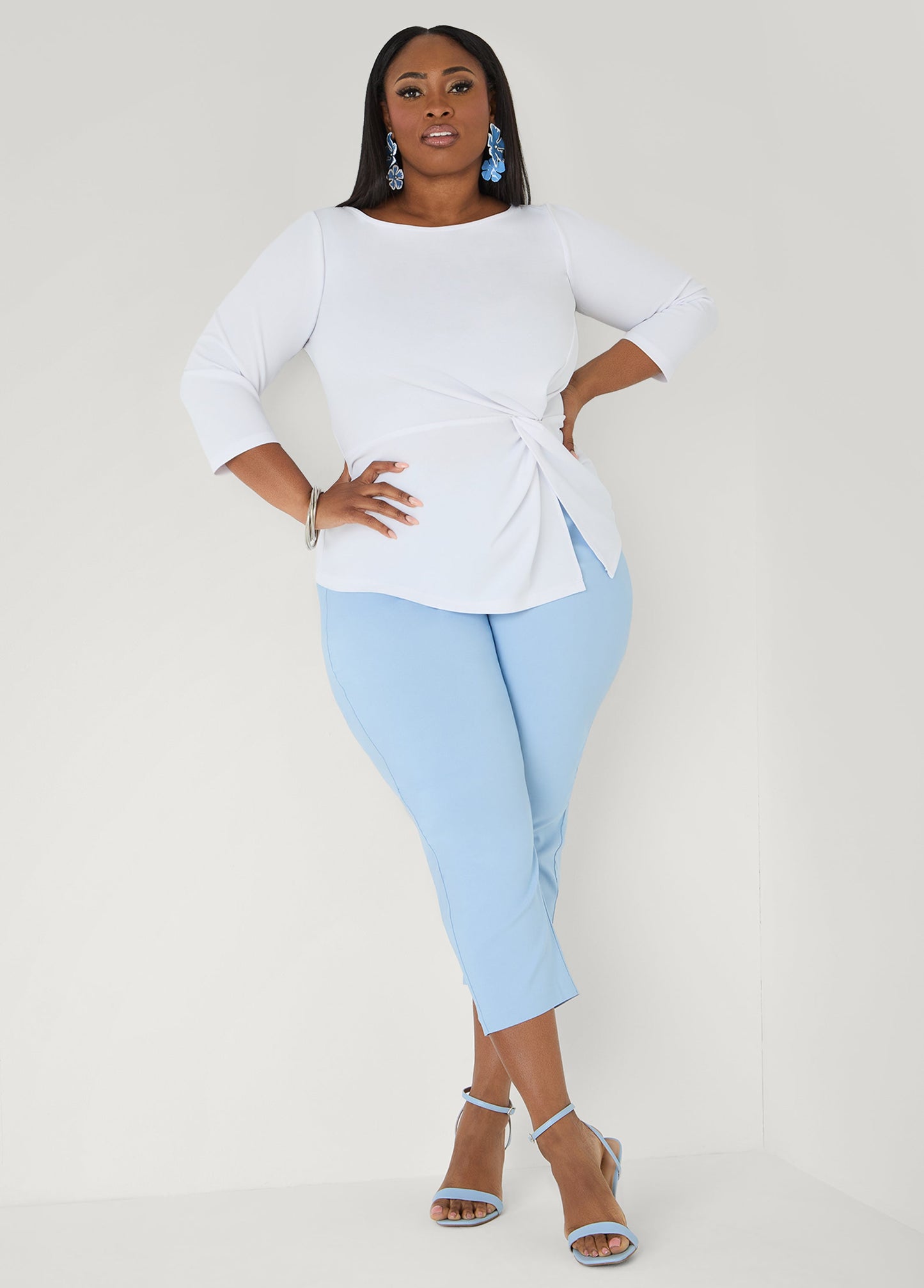 Ashley Stewart Millennium Twill Capris POWDER BLUE