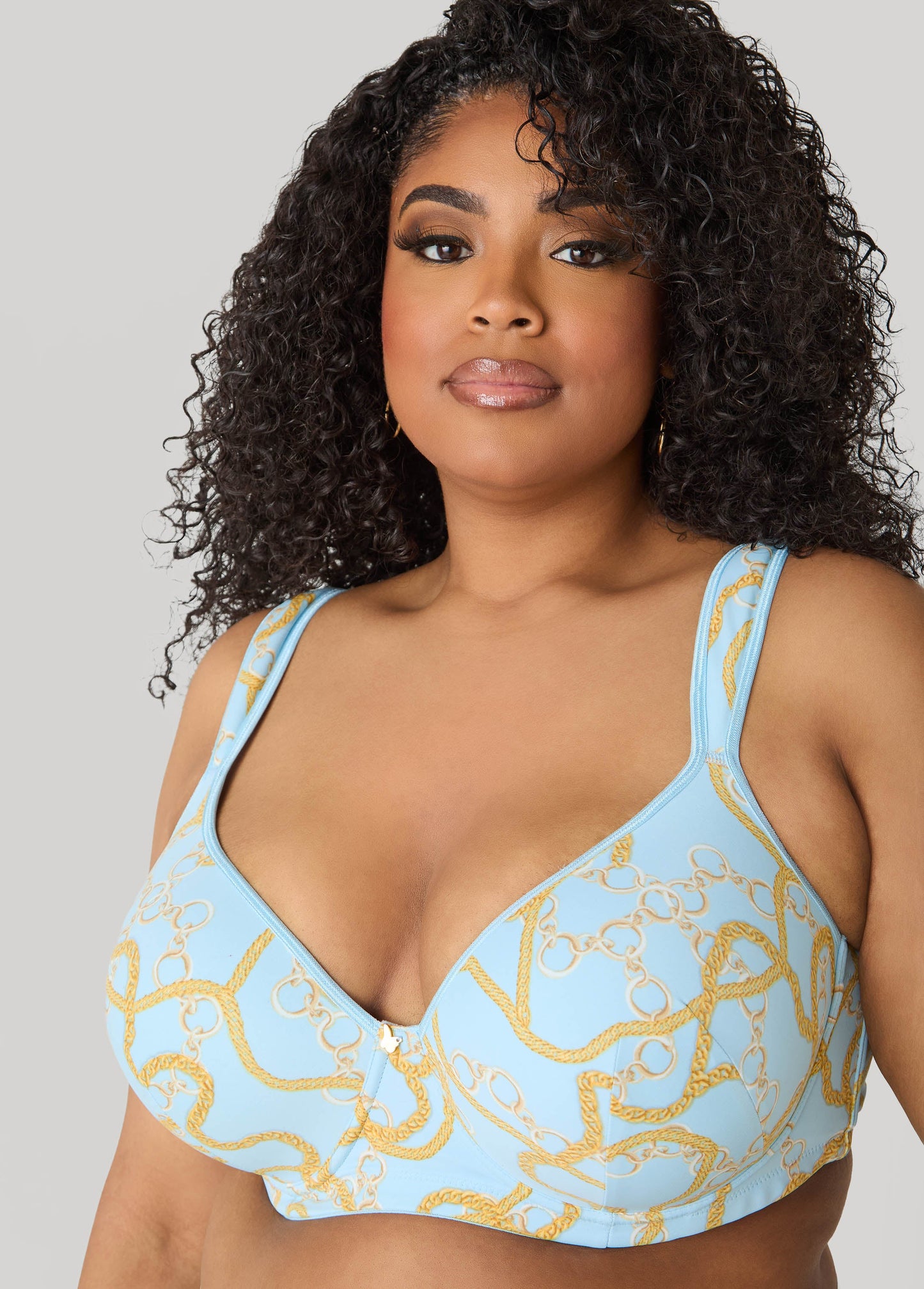 Ashley Stewart Chain Print Plunge Butterfly Bra Multi
