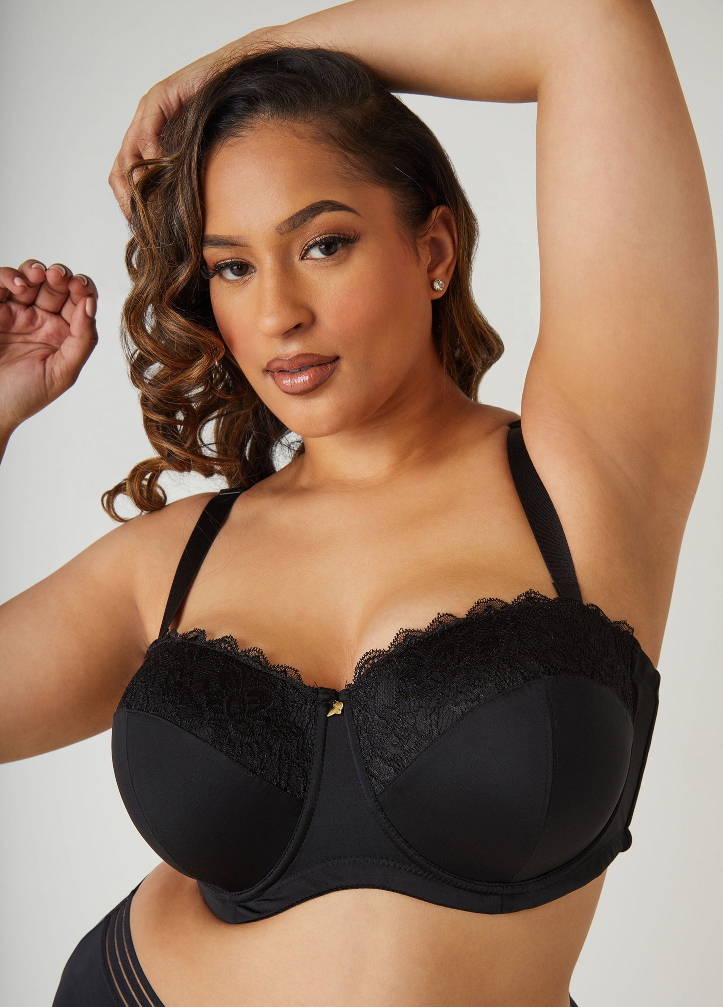 Ashley Stewart Six Way Convertible Lace Butterfly Bra Black