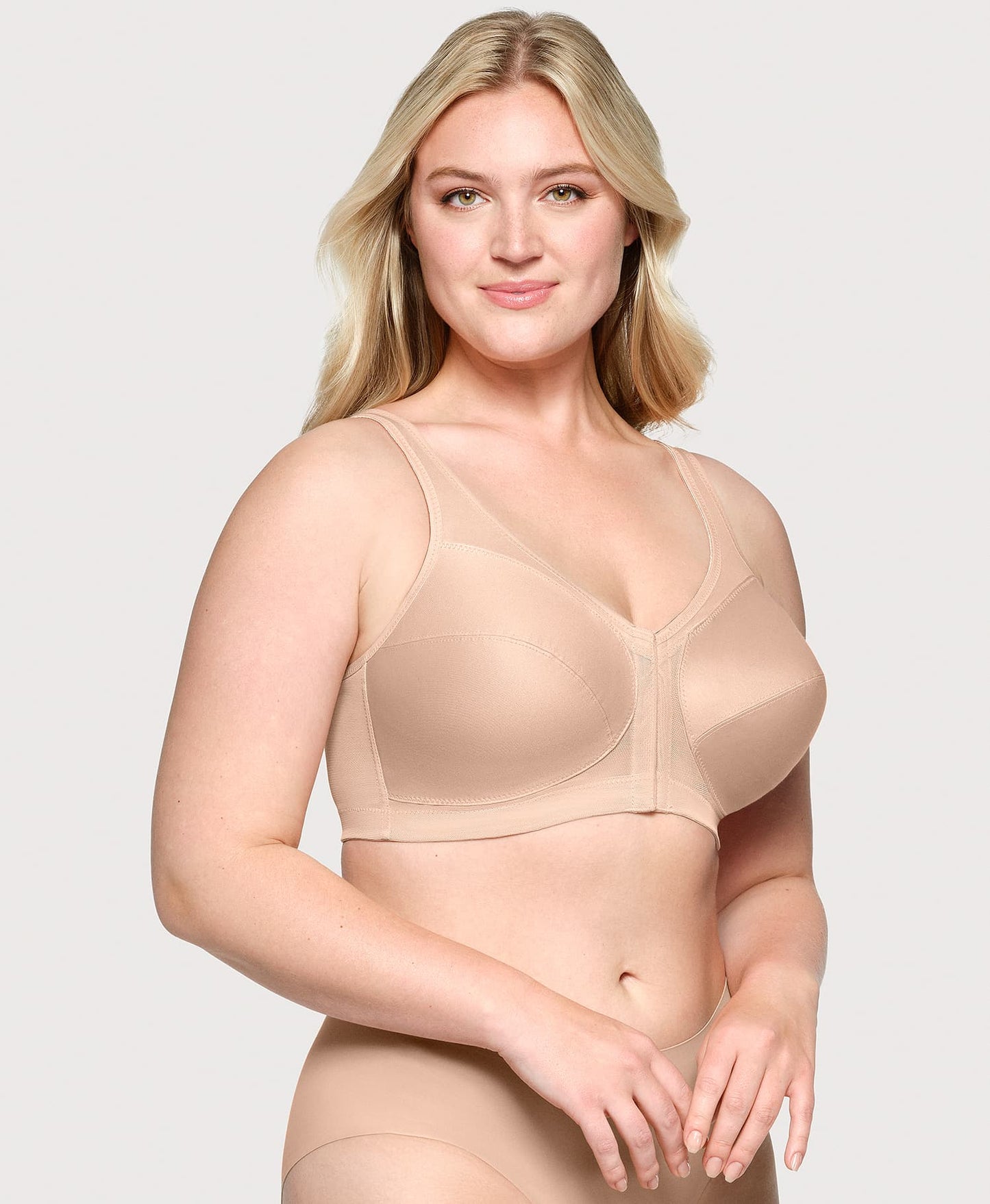 Ashley Stewart MagicLift Front-Closure Posture Back Bra Cafe