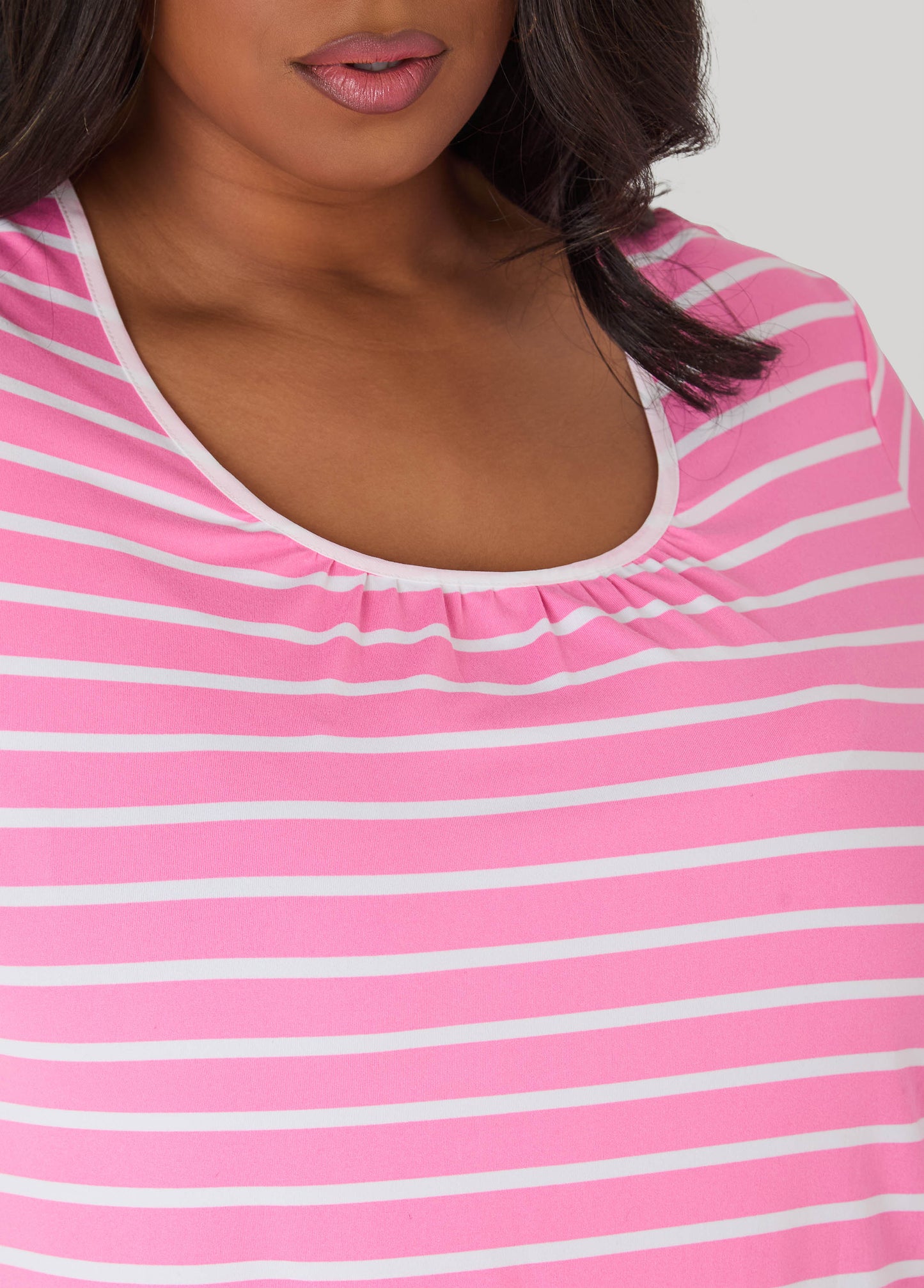 Ashley Stewart Ellen Tracy Striped Sleepshirt Pink