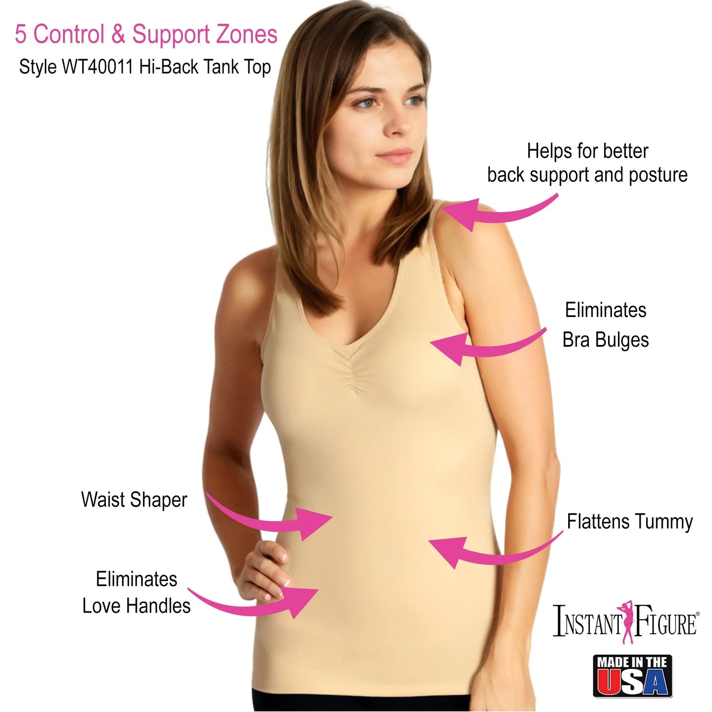 Ashley Stewart InstantFigure Shirred Shapewear Tank Black