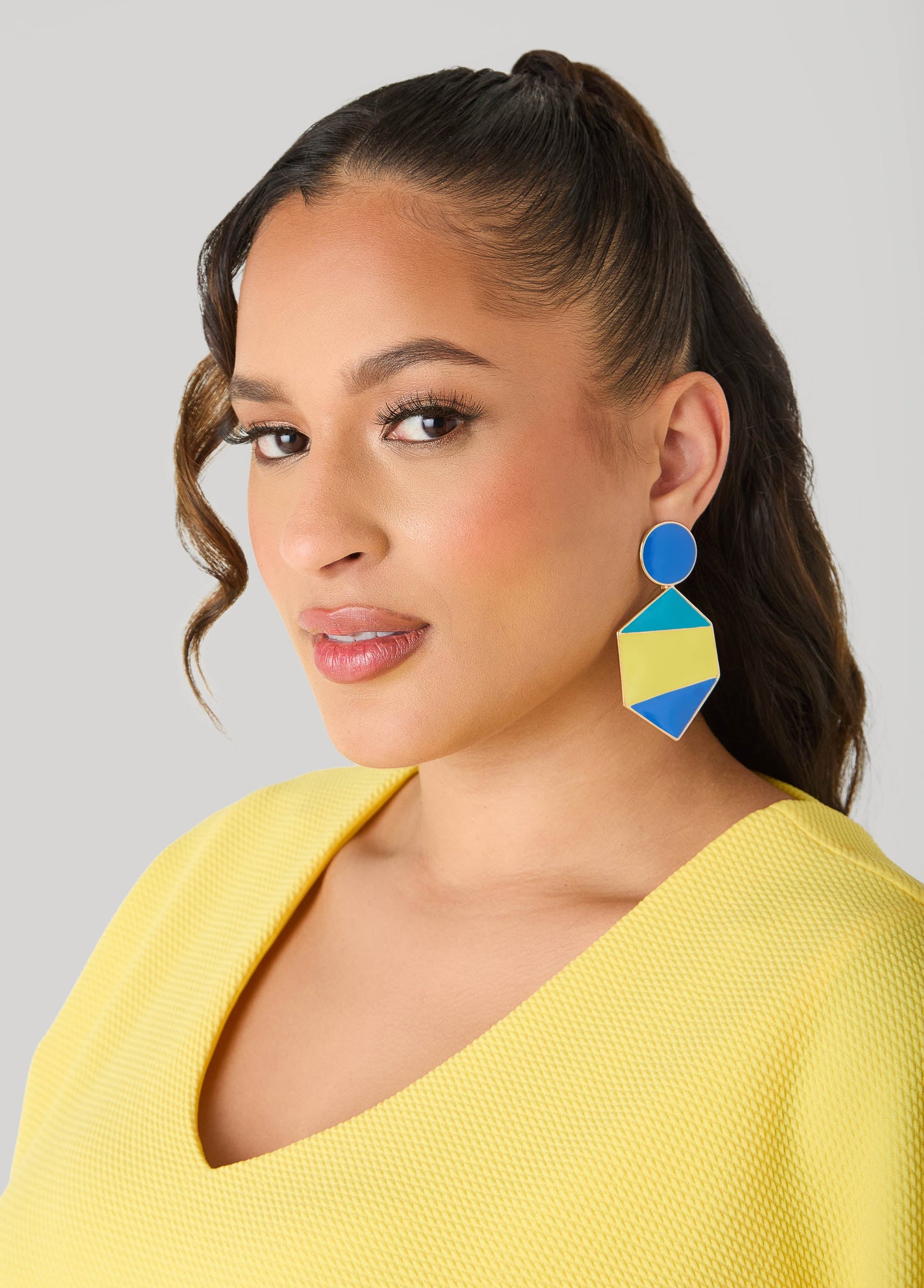 Ashley Stewart Dangle Colorblock Earrings Multi