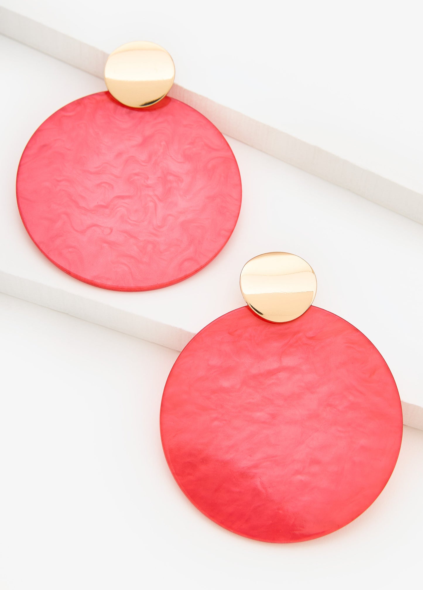 Ashley Stewart Marbled Disk Earrings Calypso Coral