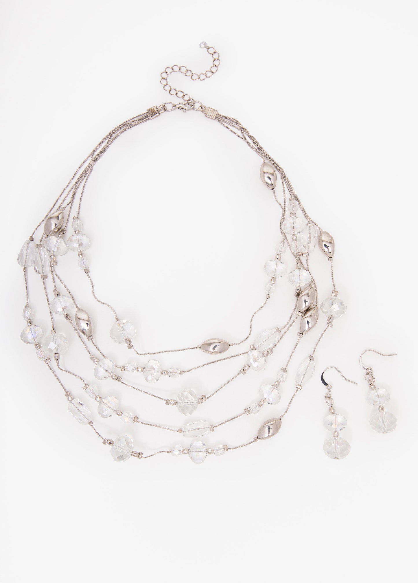Ashley Stewart Silver Tone Bead Necklace Set Silver