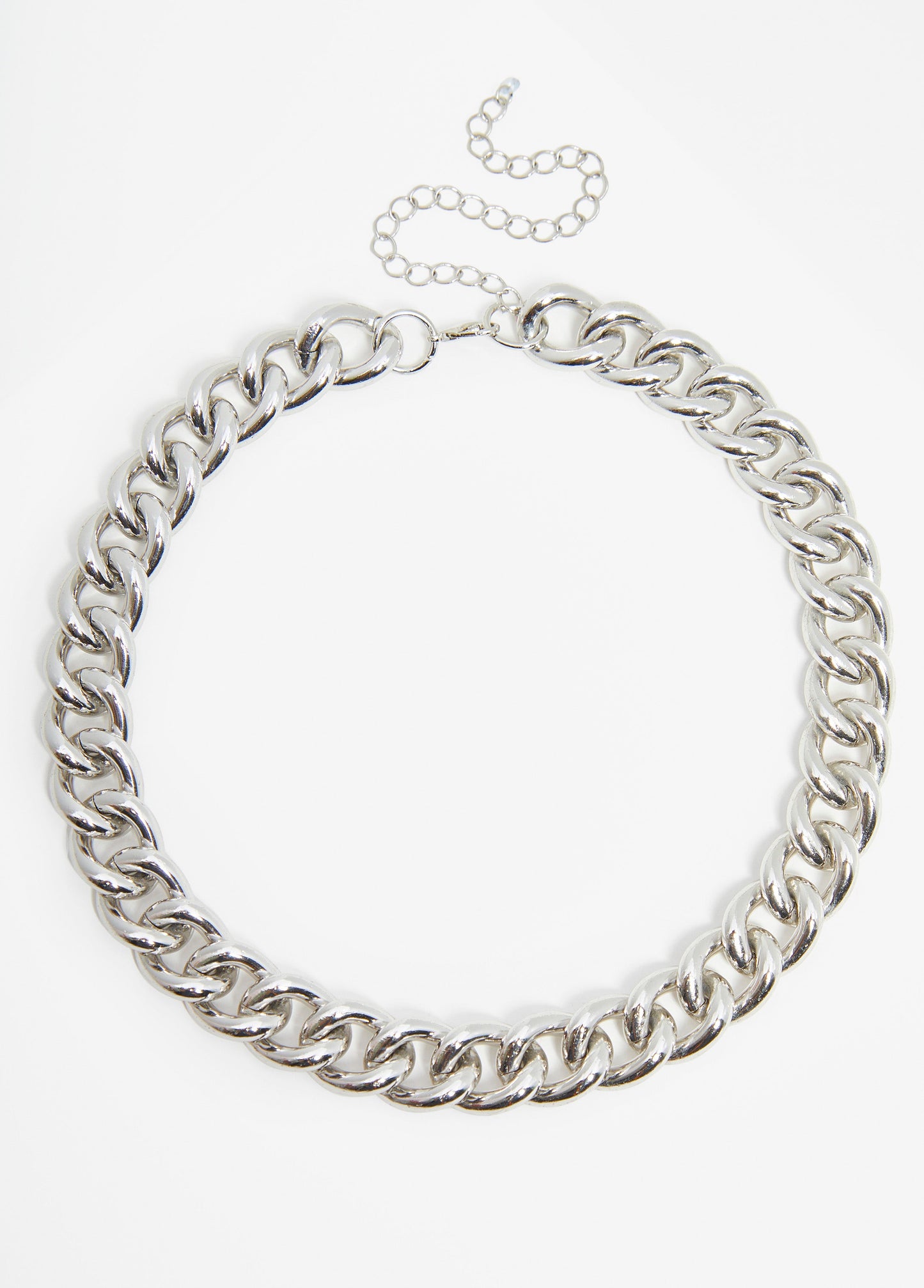 Ashley Stewart Silver Tone Chain Link Necklace Silver