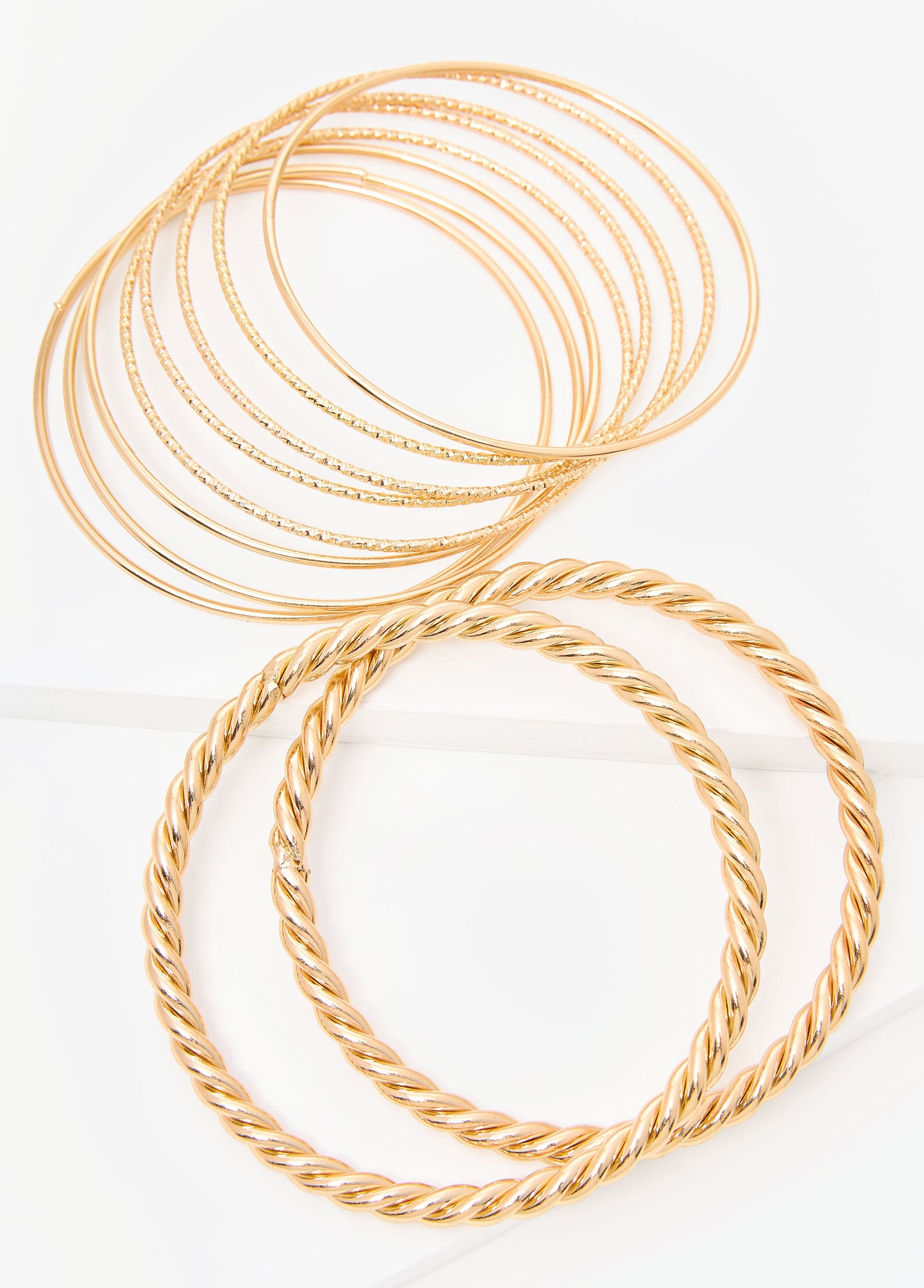 Ashley Stewart Set Of 10 Gold Tone Bangles Gold