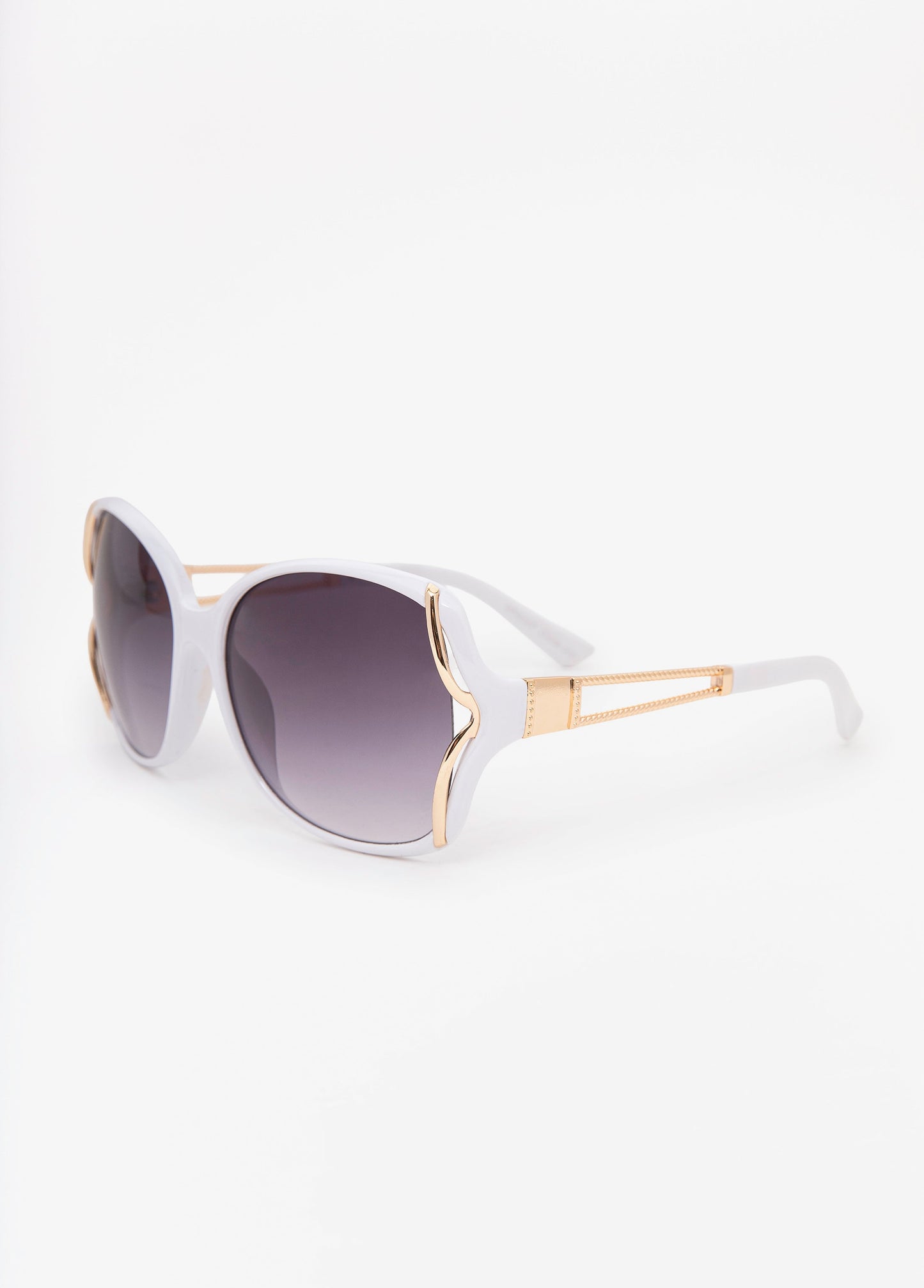 Ashley Stewart Cutout Round Frame Sunglasses White