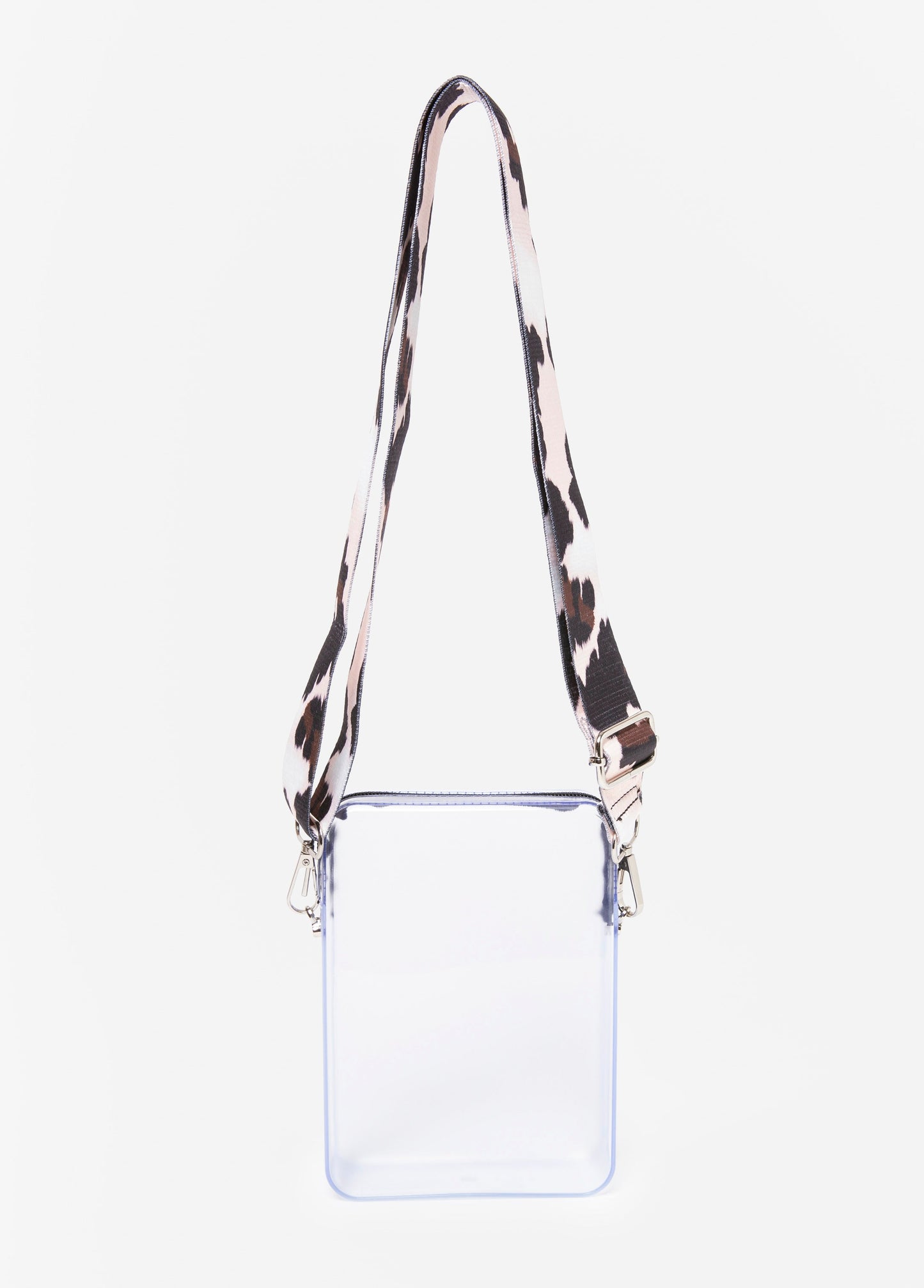 Ashley Stewart Cow Print Trimmed Clear Camera Bag Clear