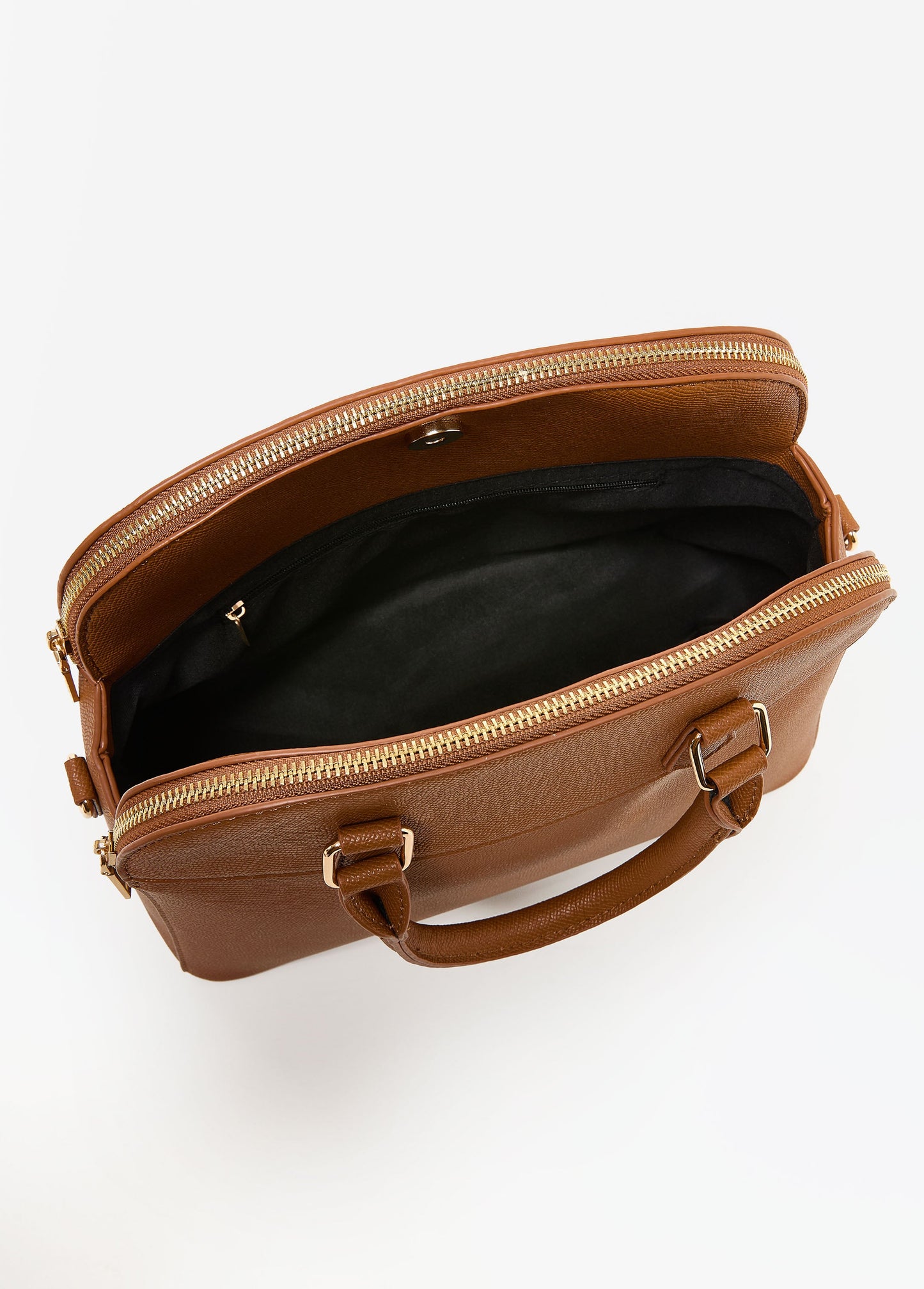 Ashley Stewart Faux Leather Satchel Caramel Cafe