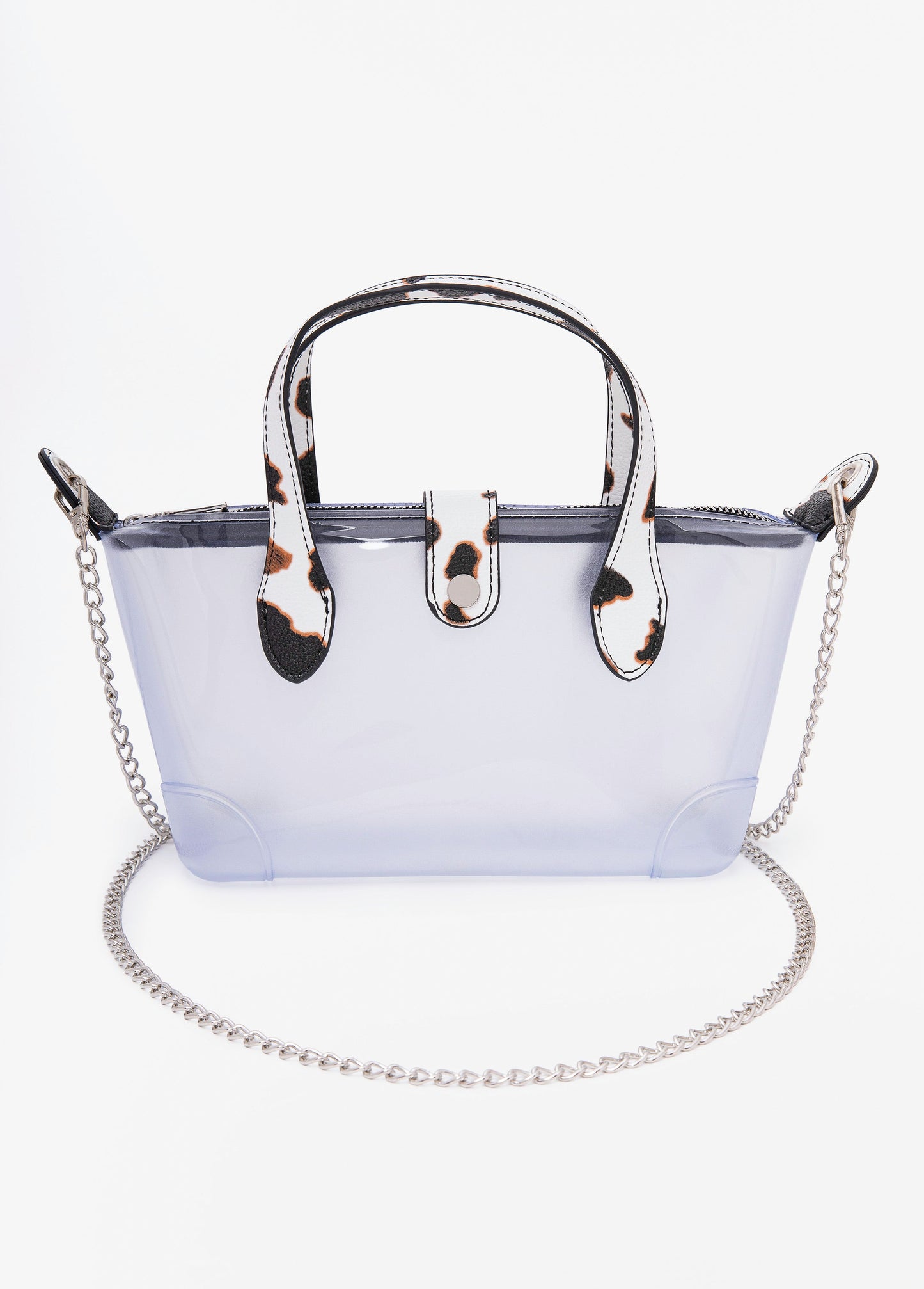 Ashley Stewart Cow Print Trimmed Clear Bag Clear