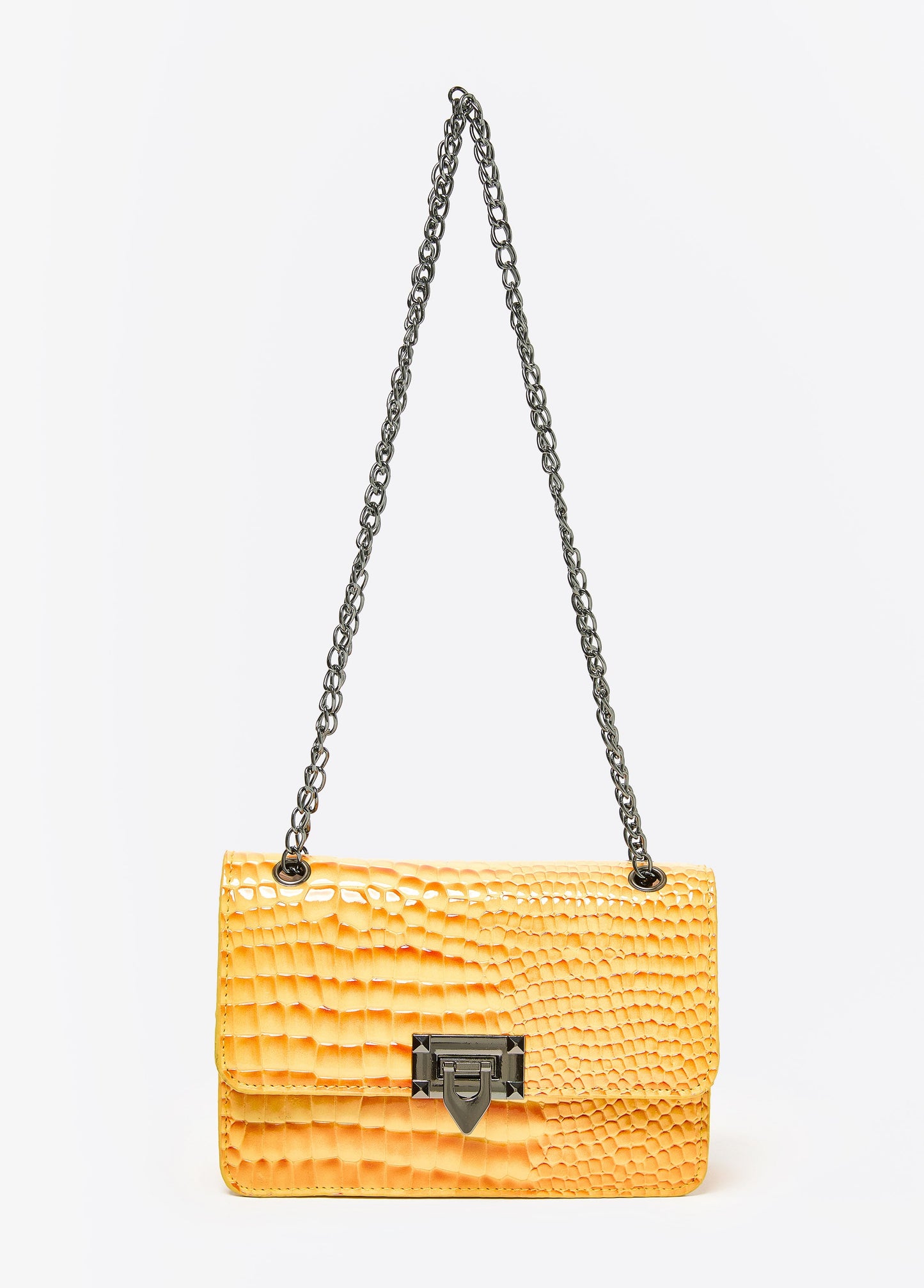 Ashley Stewart Croc Effect Shoulder Bag Canary Yellow