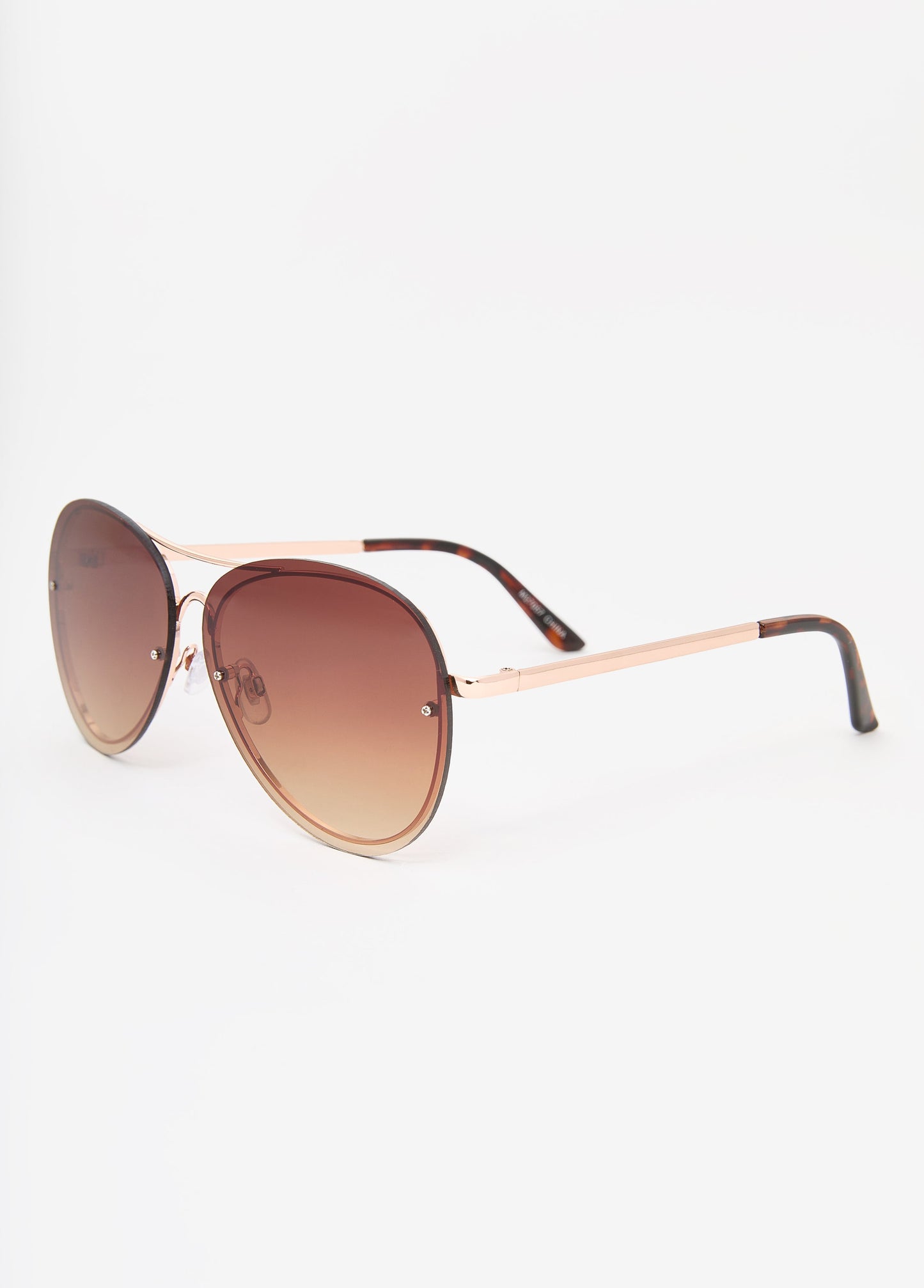 Ashley Stewart Rimless Aviator Sunglasses Brown