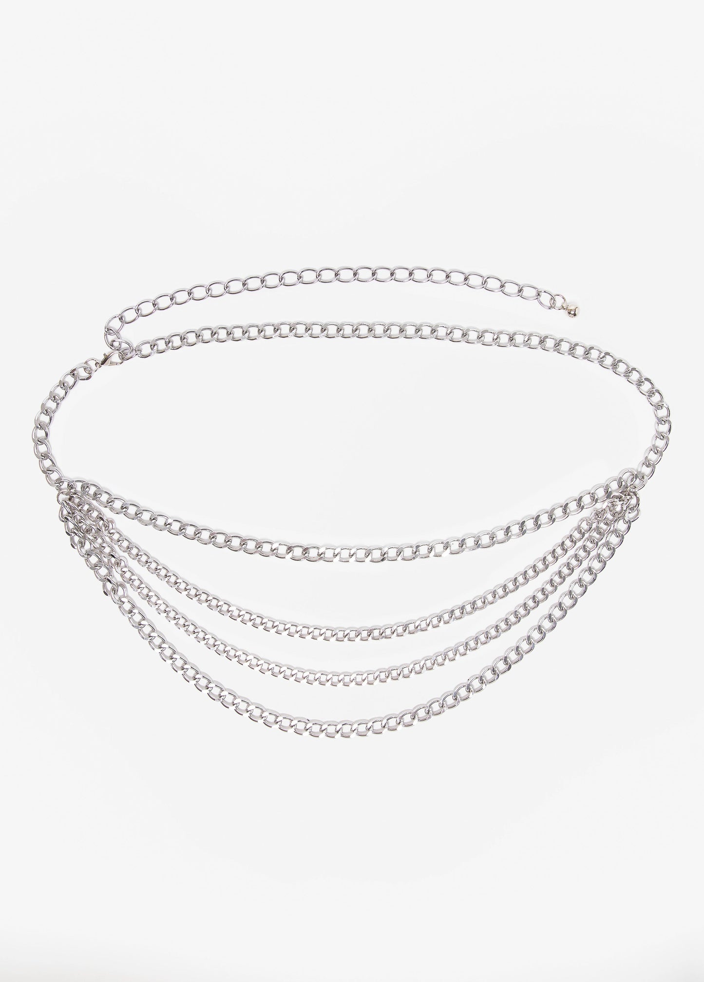 Ashley Stewart Trendy Plus Size Accessories Silver Multi Strand Layer Chain Belt Silver