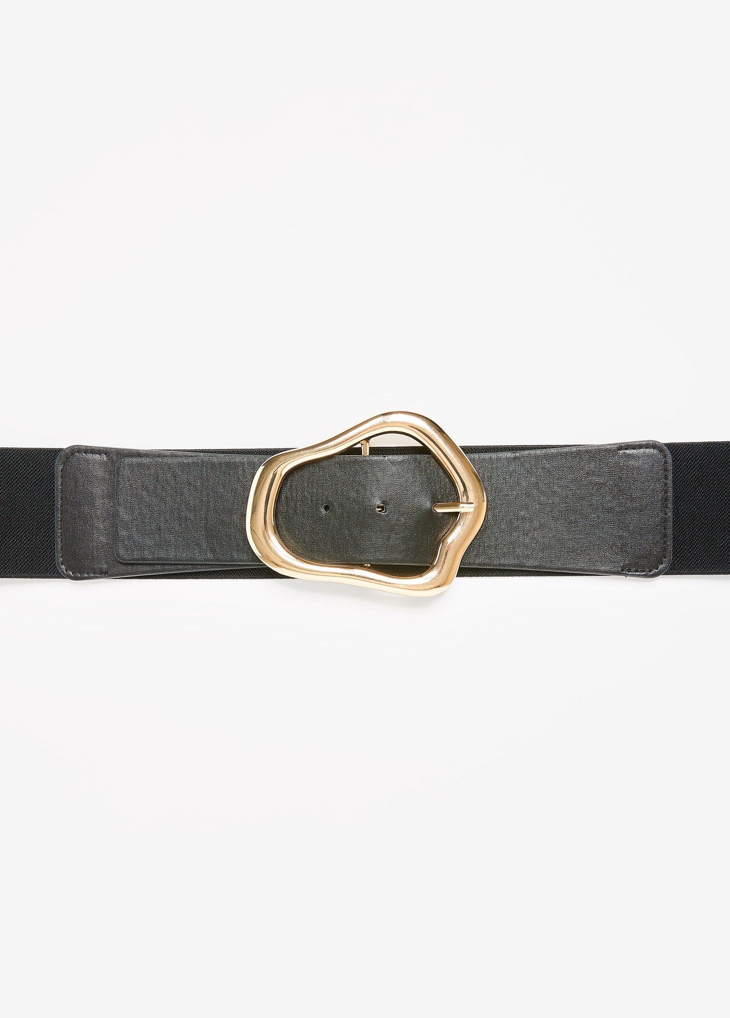 Ashley Stewart Faux Leather Sculpted Buckle Belt Black