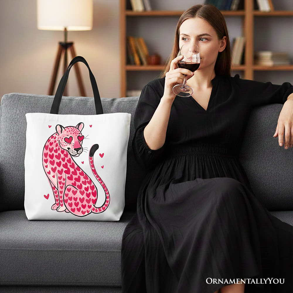 Ashley Stewart Leopard Valentine Canvas Tote Bag Black