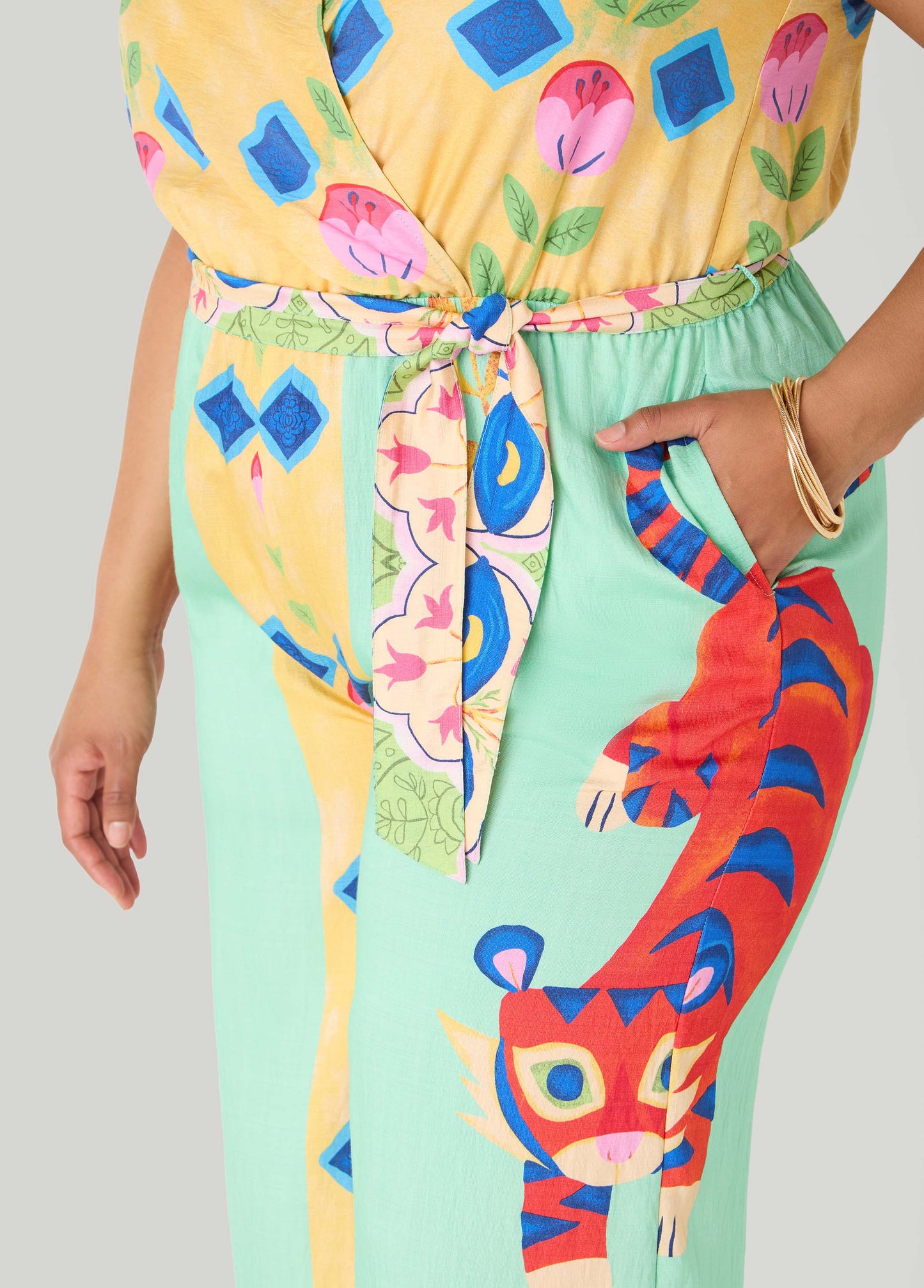 Ashley Stewart Cropped Floral Print Jumpsuit Multi