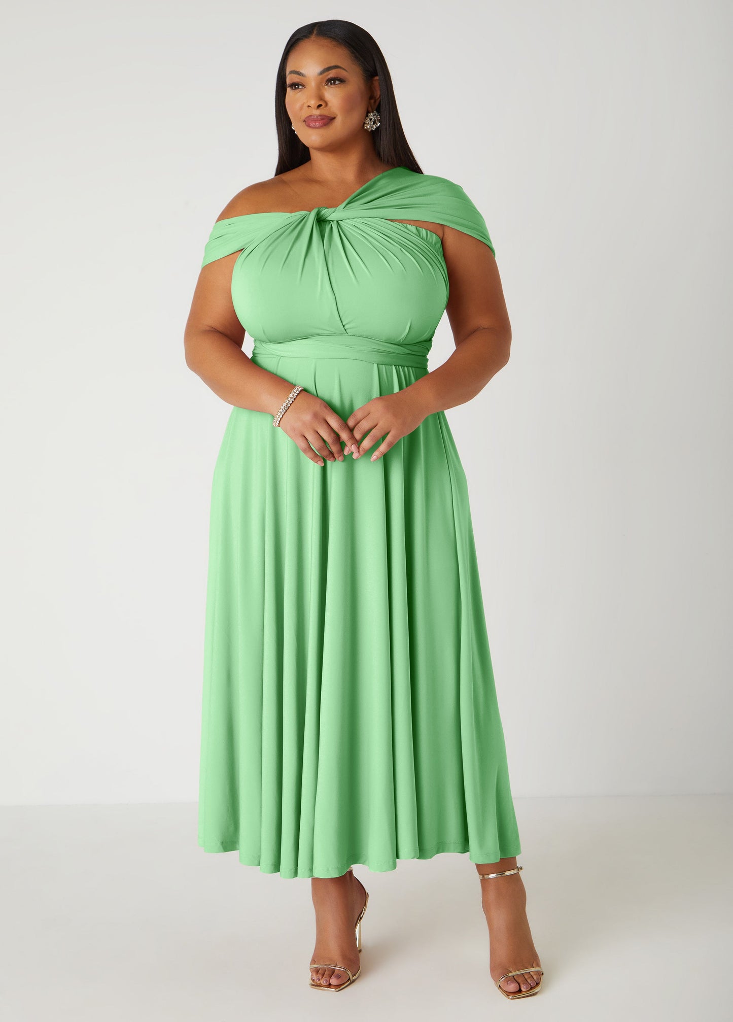 Ashley Stewart Convertible Multi Way Dress Green