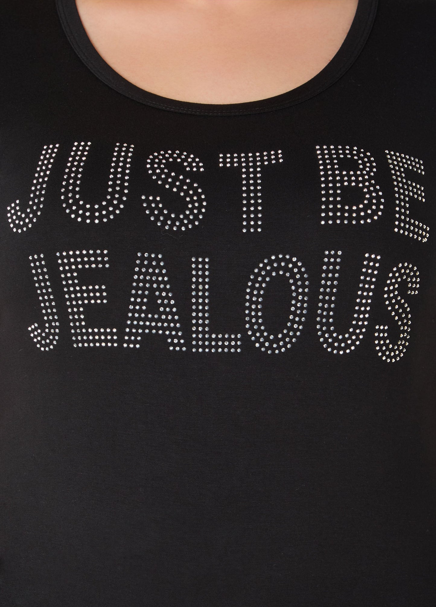 Ashley Stewart Just Be Jealous Crystal Tee Black