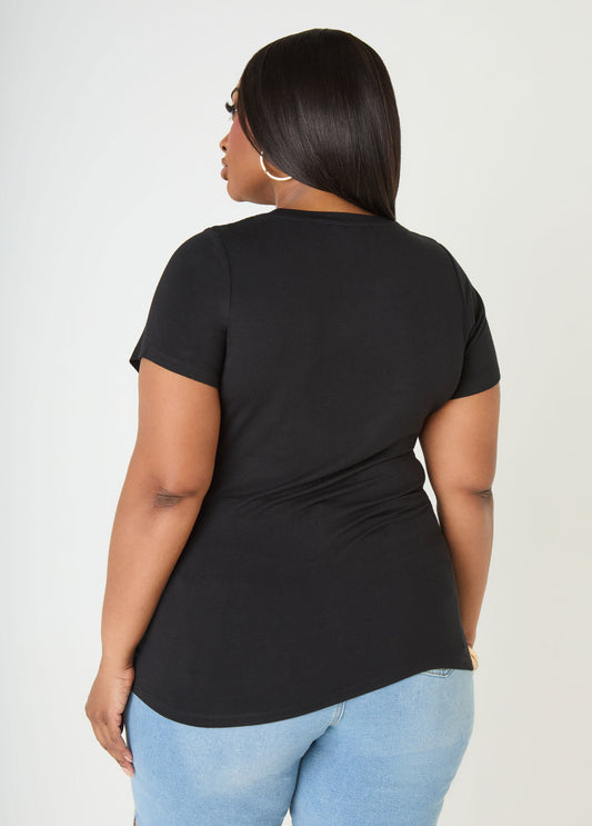 Ashley Stewart Beautiful Intelligent Graphic Tee Black