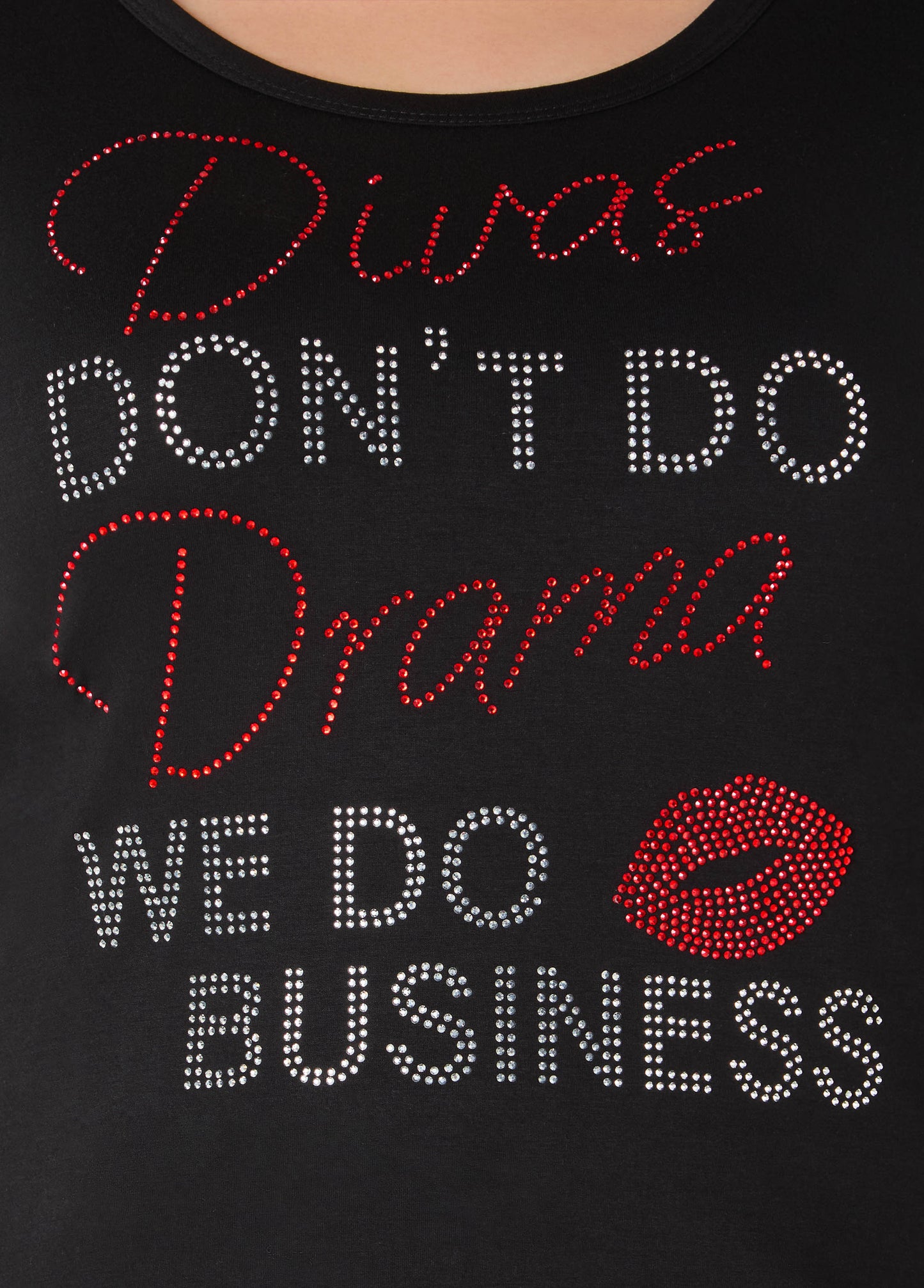 Ashley Stewart Divas Dont Do Drama Crystal Tee Black