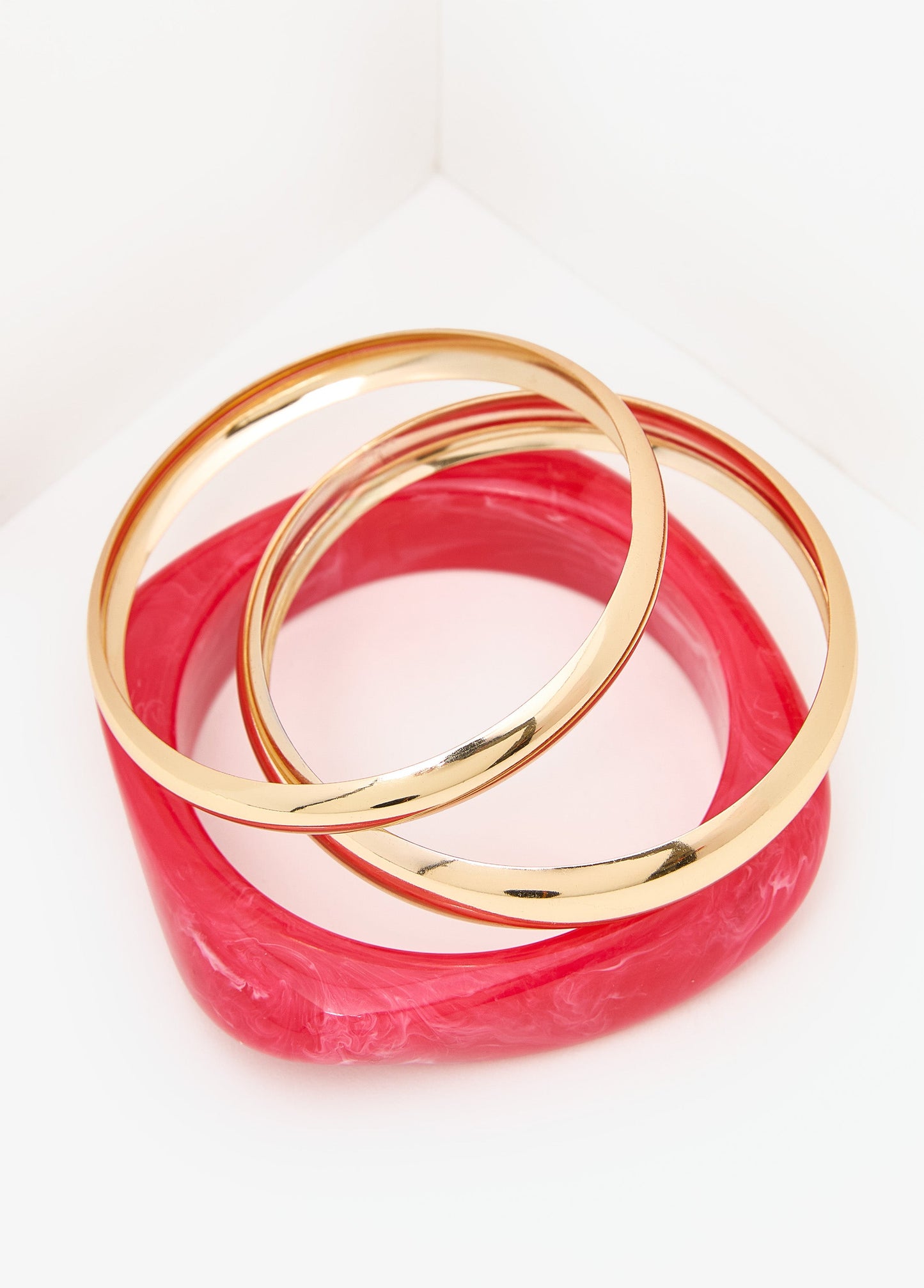 Ashley Stewart Three Piece Marble Bangle Set Calypso Coral