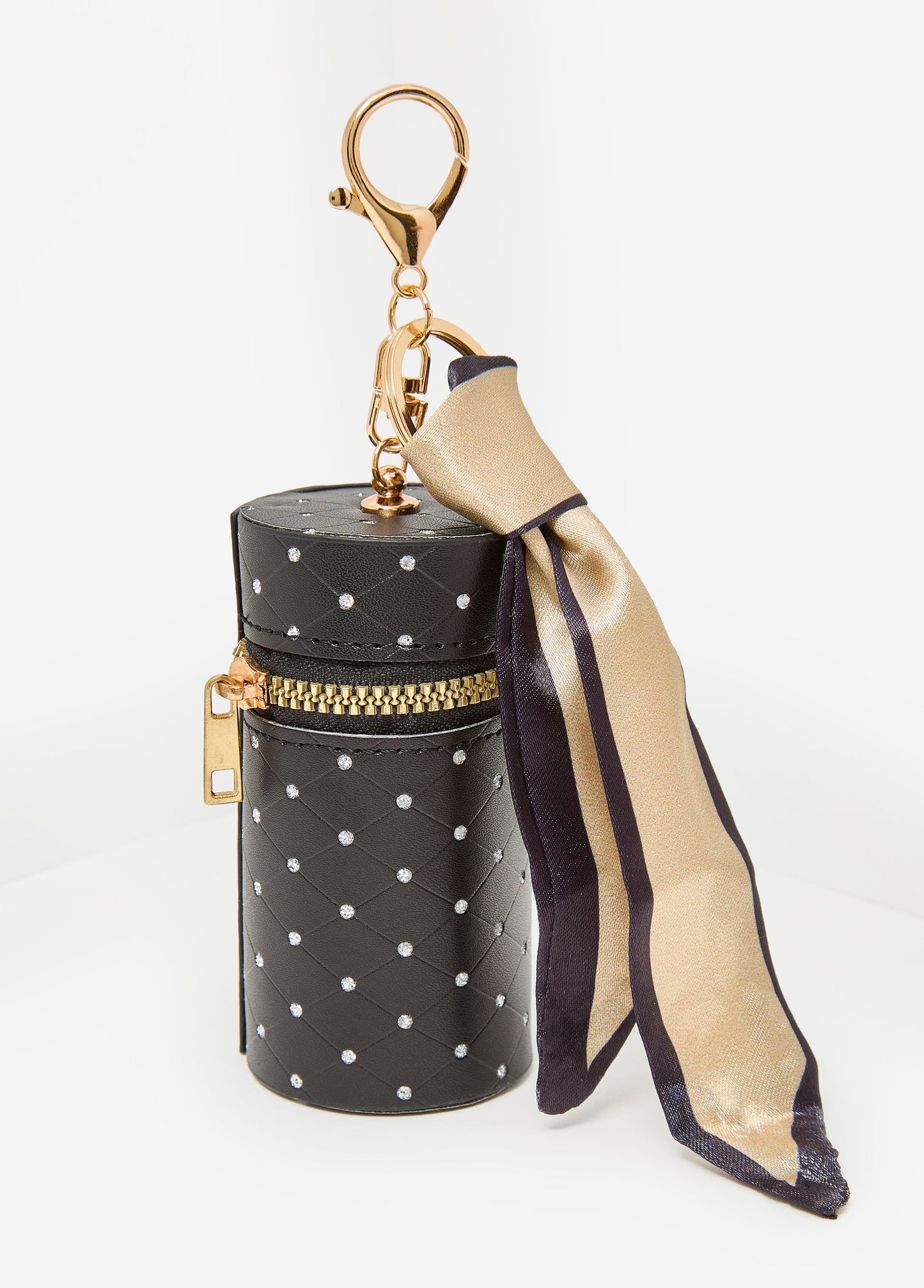Ashley Stewart Crystal Faux Leather Bag Charm Black