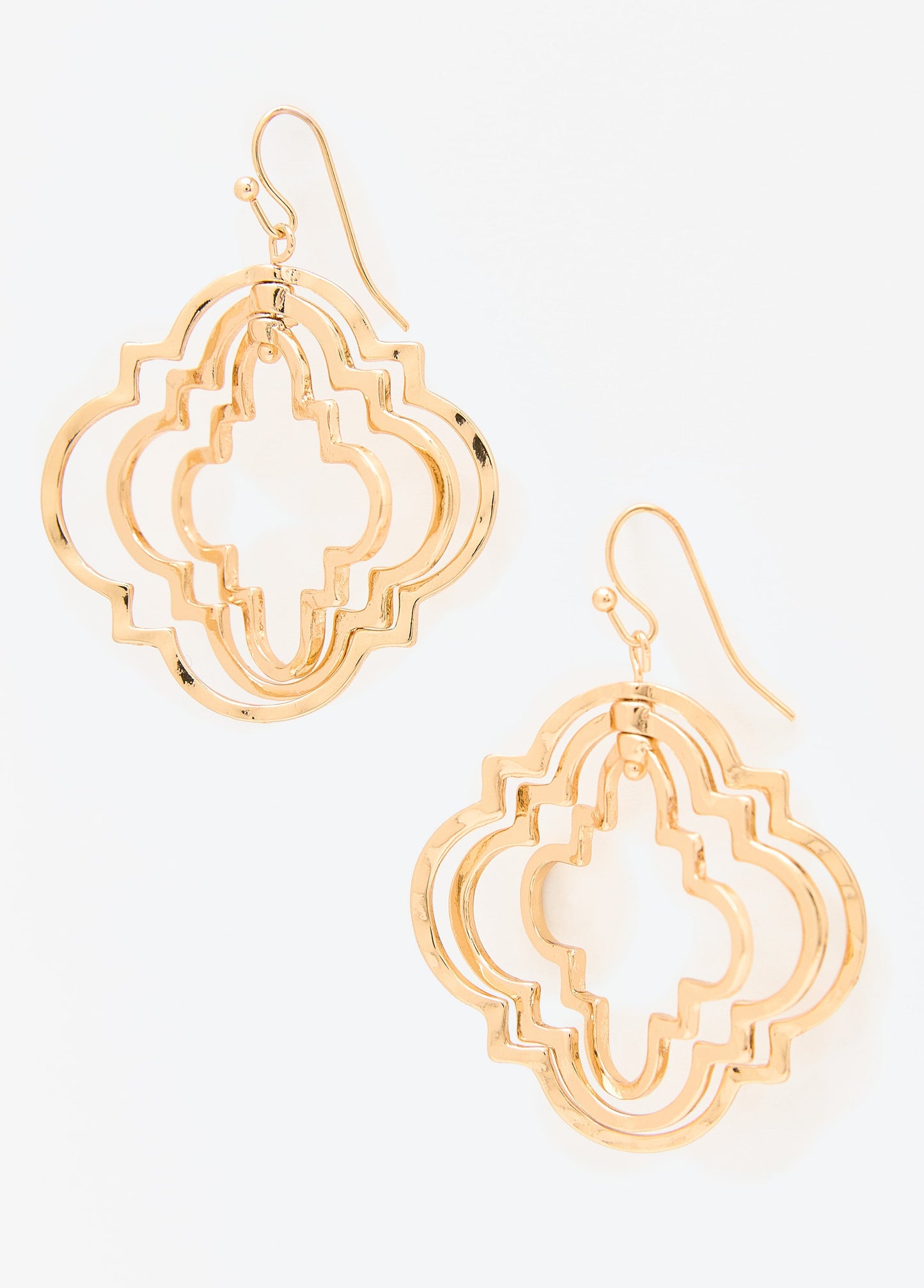 Ashley Stewart Layered Clover Earrings Gold