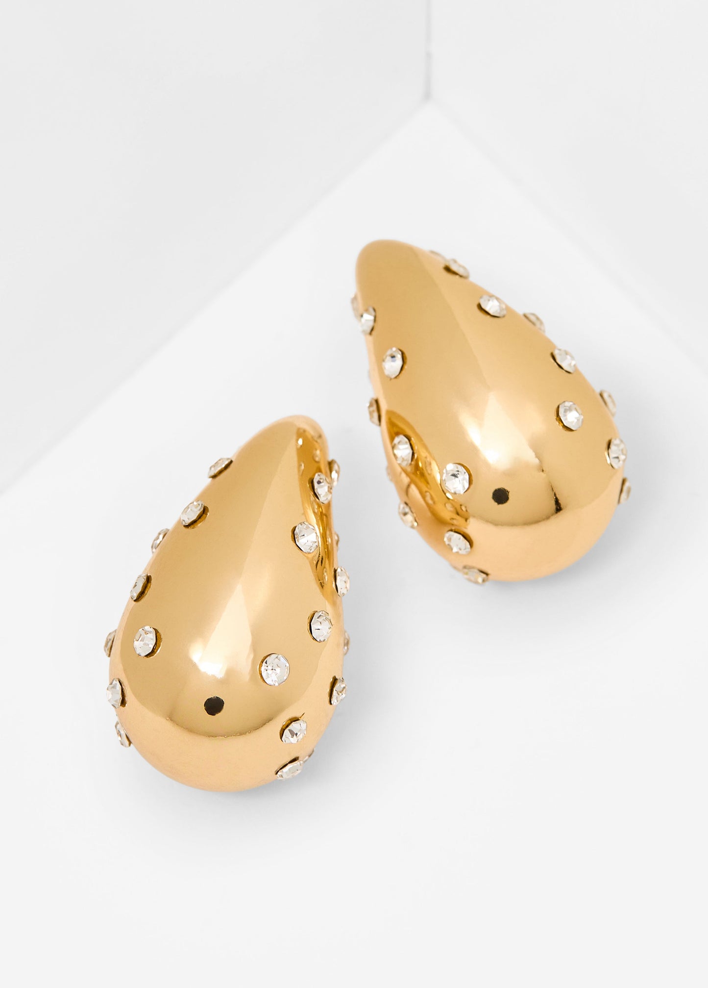 Ashley Stewart Crystal Gold Teardrop Earrings Gold