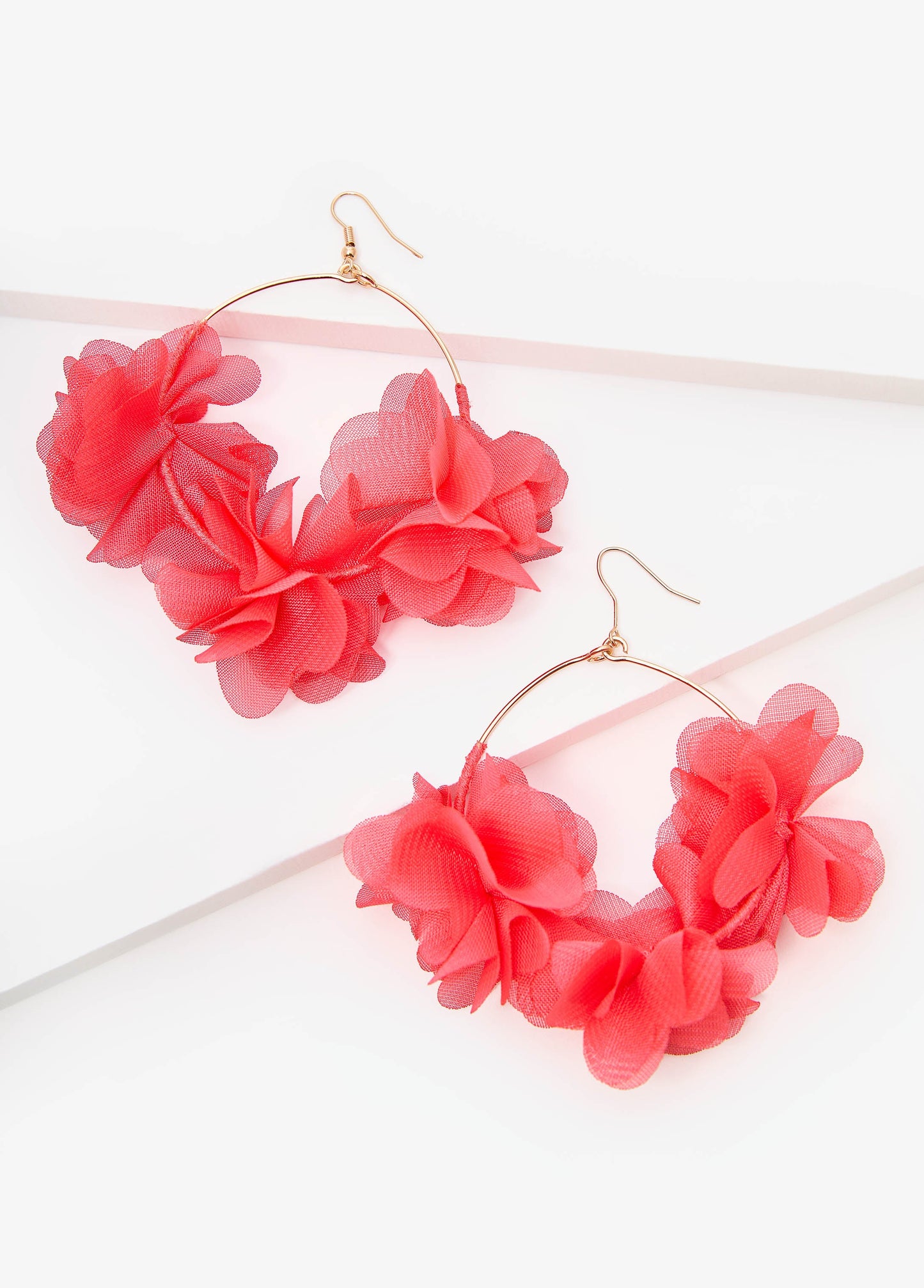Ashley Stewart Flower Petal Hoop Earrings Calypso Coral