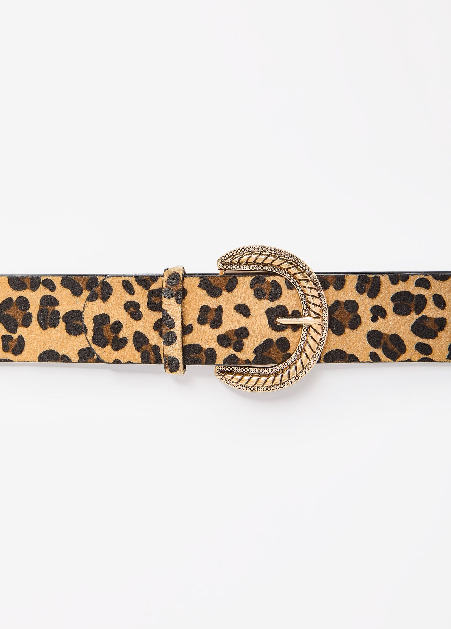 Ashley Stewart Animal Faux Calf Hair Belt Brown Animal