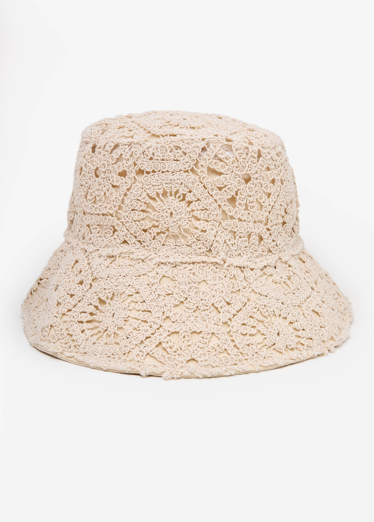 Ashley Stewart Crochet Bucket Hat Ivory