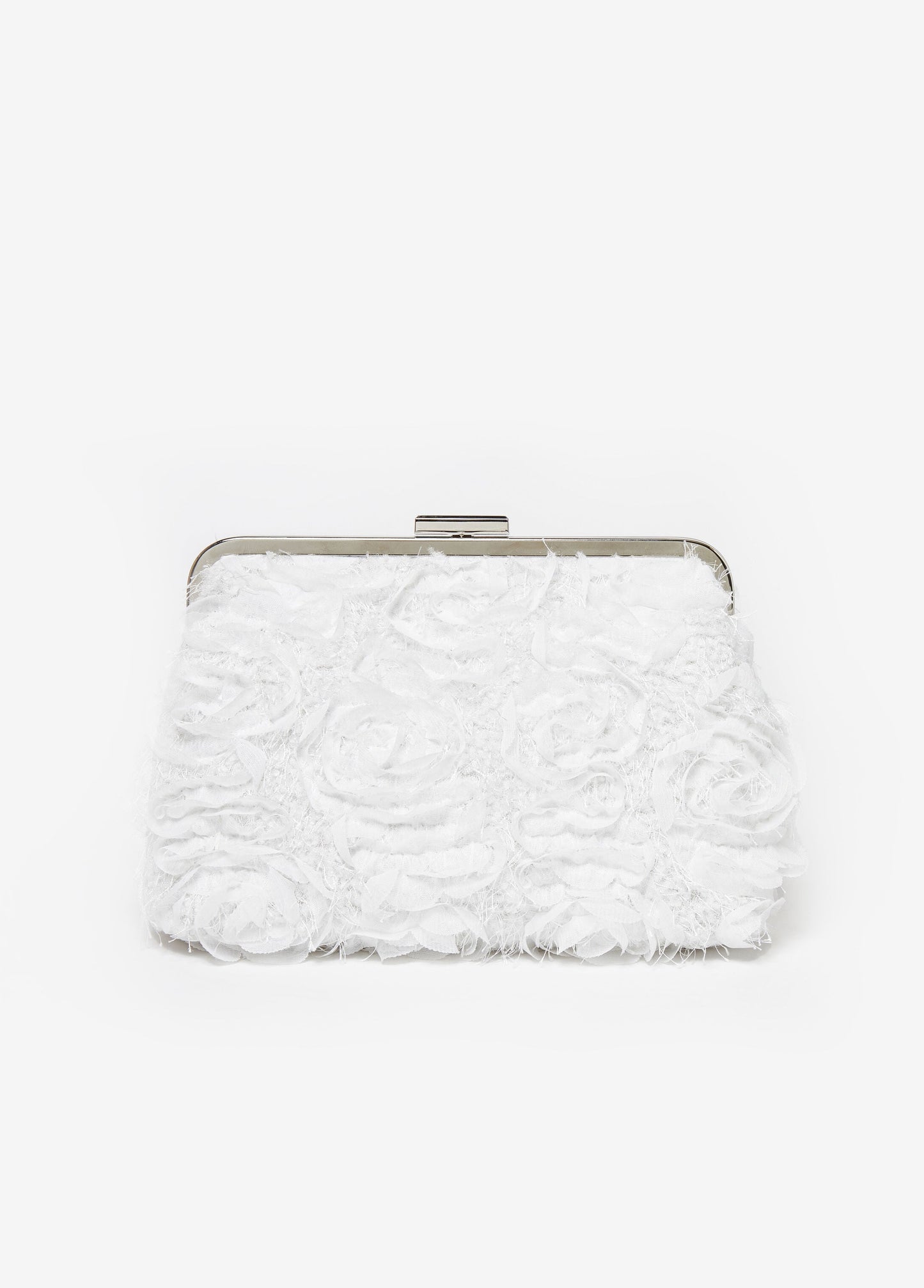 Ashley Stewart Trendy rosette clutch evening bags affordable luxury shoulder bag White
