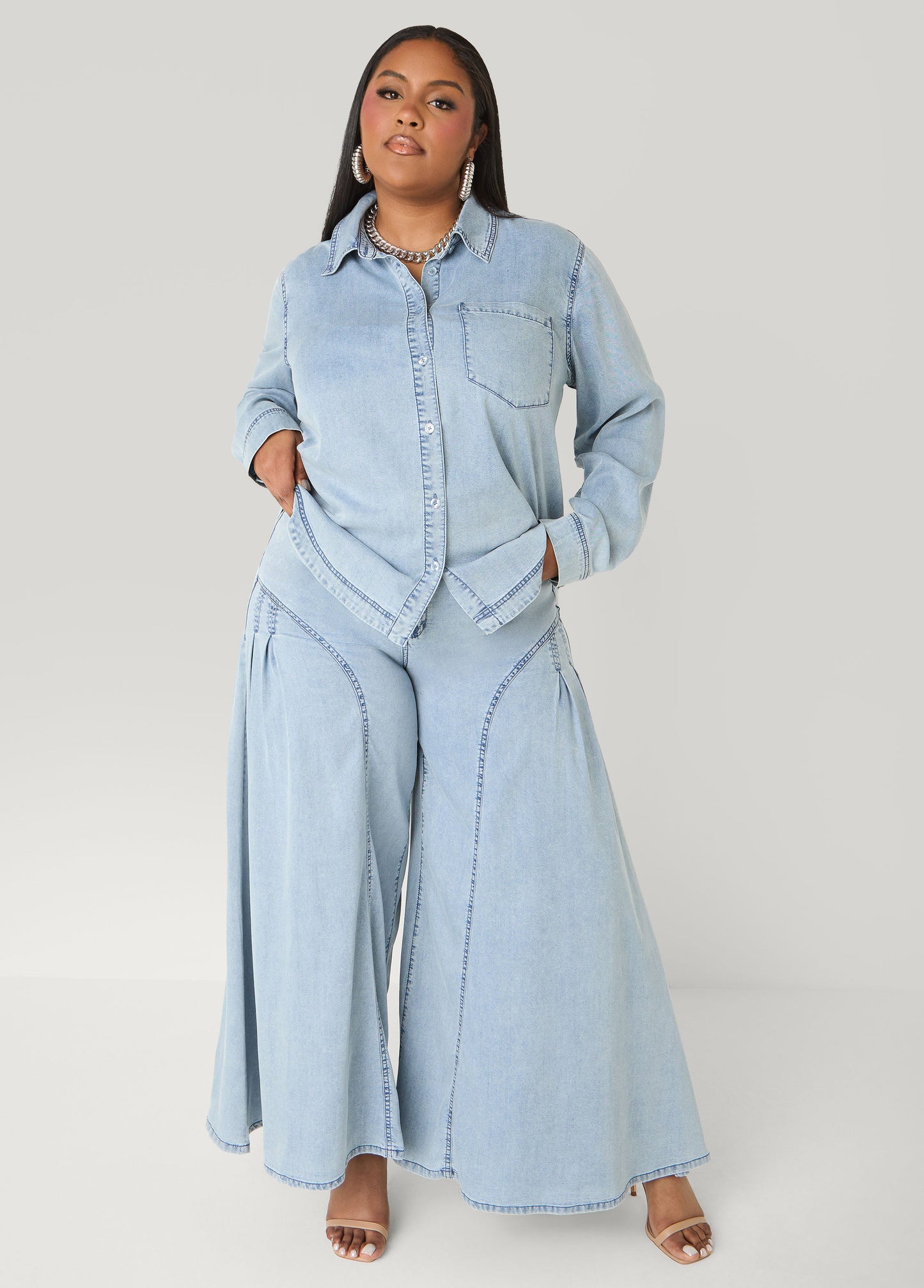Ashley Stewart Chambray Shirt Denim