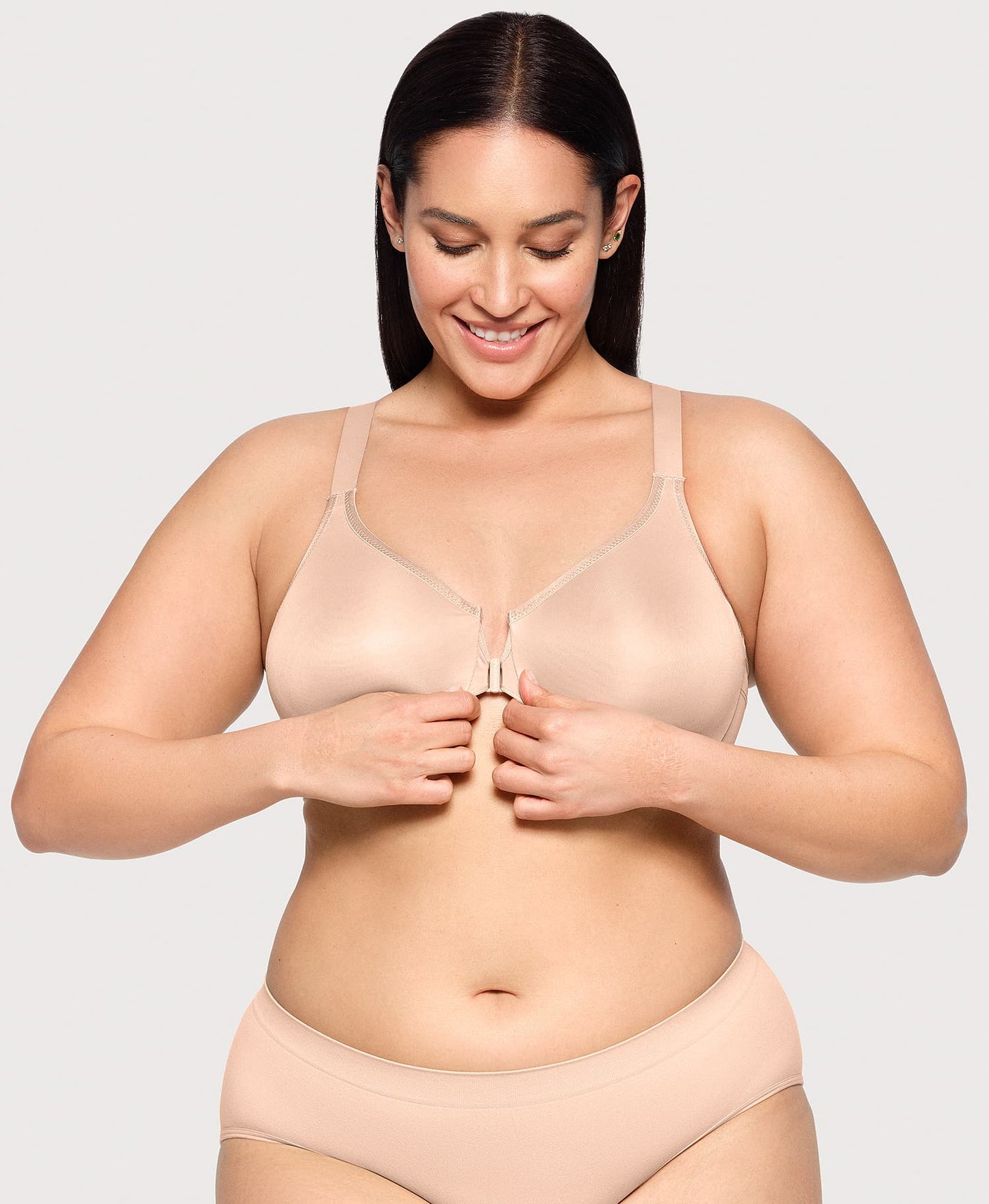 Ashley Stewart Front-Closure Posture Back WonderWire Bra Cafe