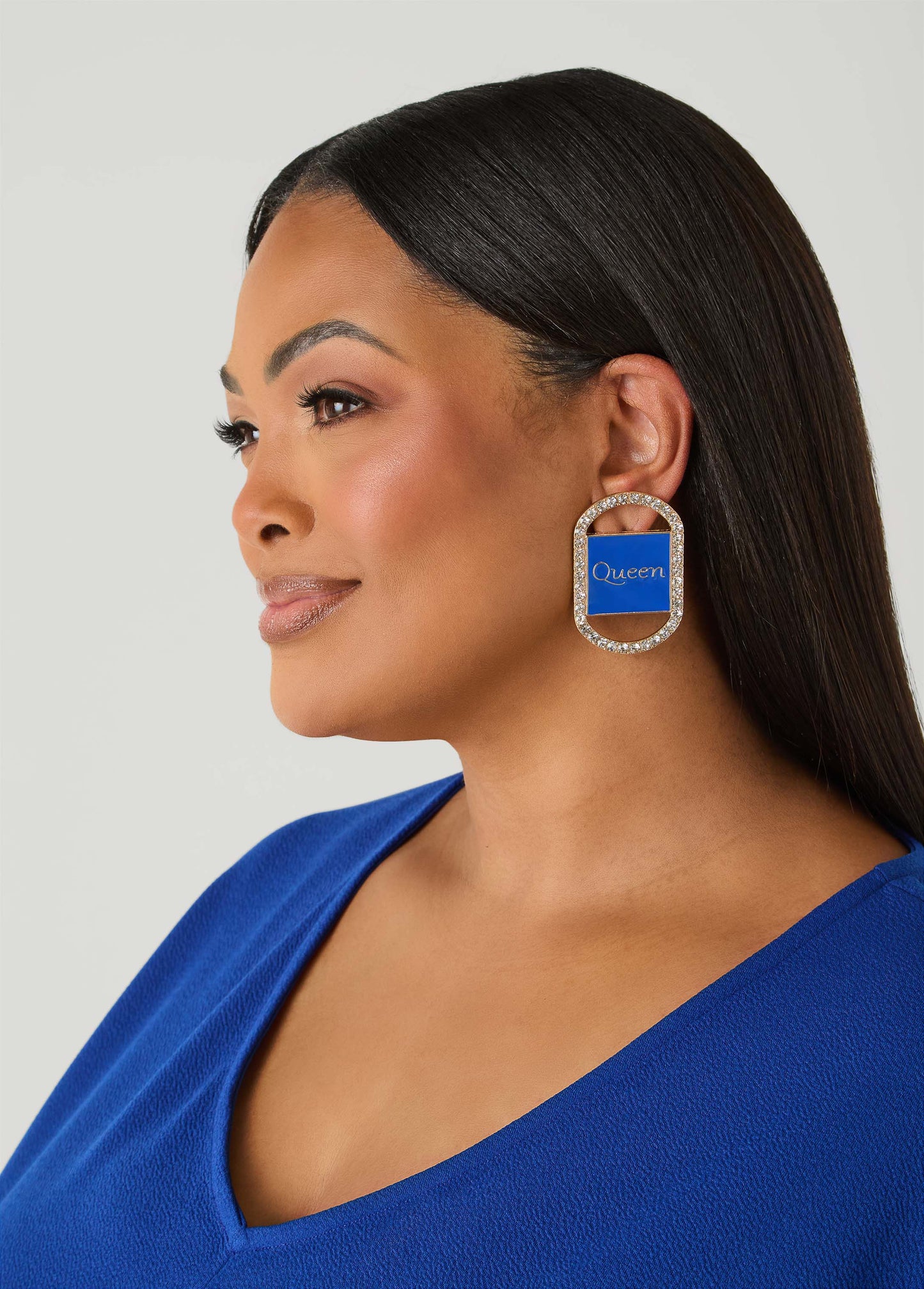 Ashley Stewart Crystal Queen Earrings Victoria Blue