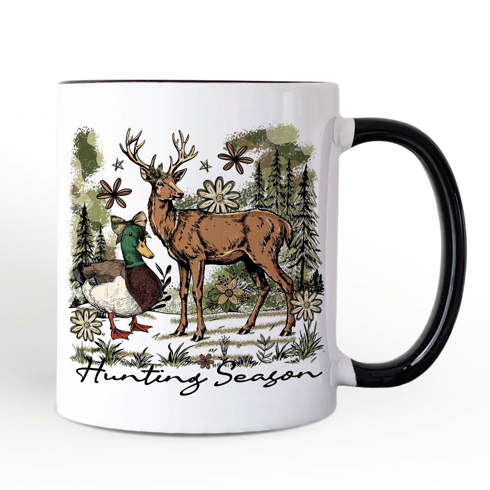 Ashley Stewart Hunting Season Ceramic Mug White - Black