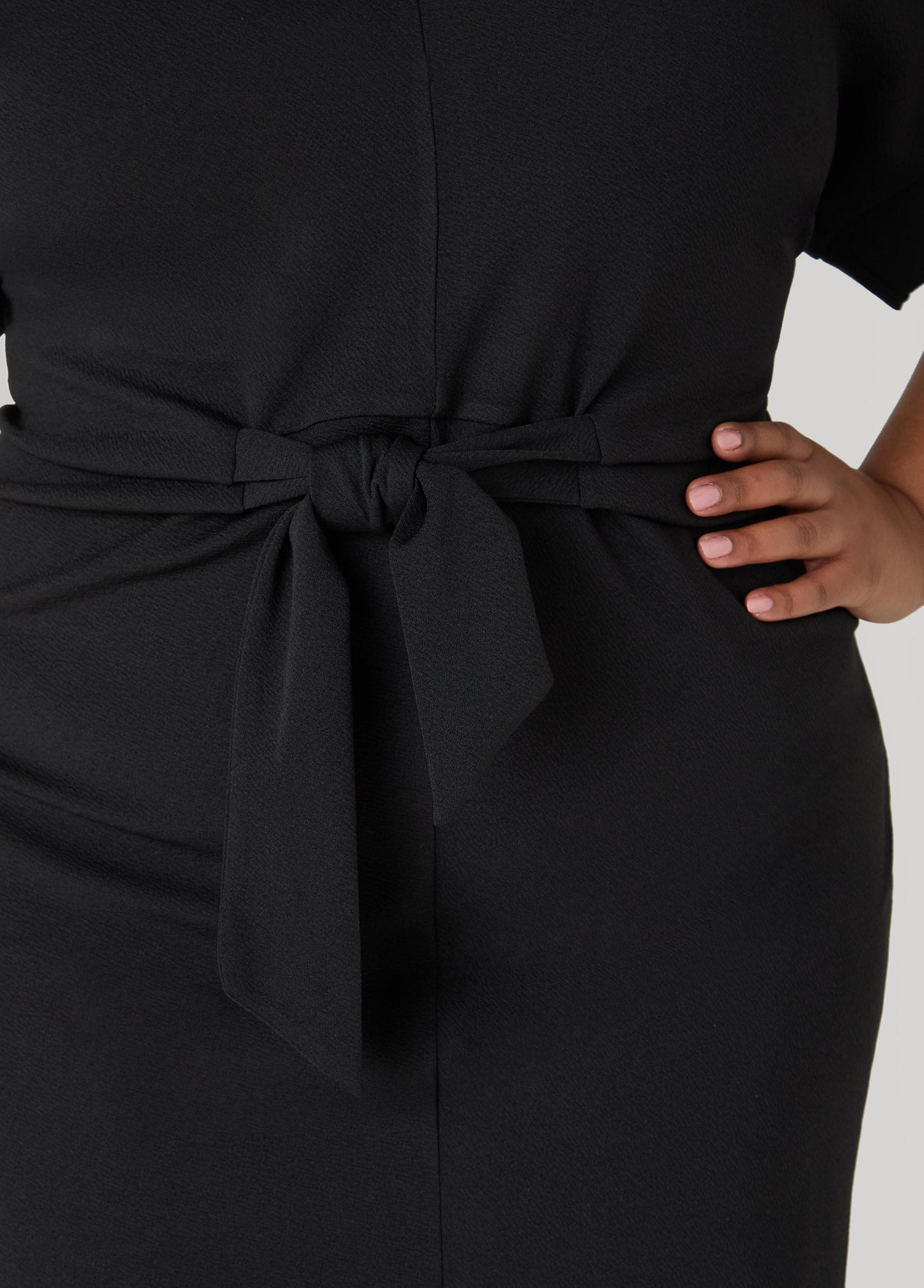 Ashley Stewart Textured Tie Front Dress Black