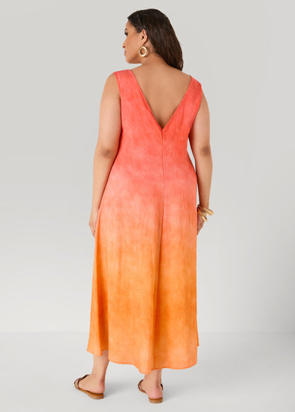 Ashley Stewart Knotted Ombre Midaxi Dress Orangeade