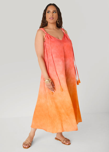 Ashley Stewart Knotted Ombre Midaxi Dress Orangeade