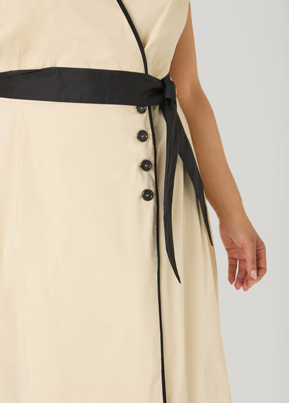 Ashley Stewart Cotton Blend A Line Wrap Dress Bleached Sand
