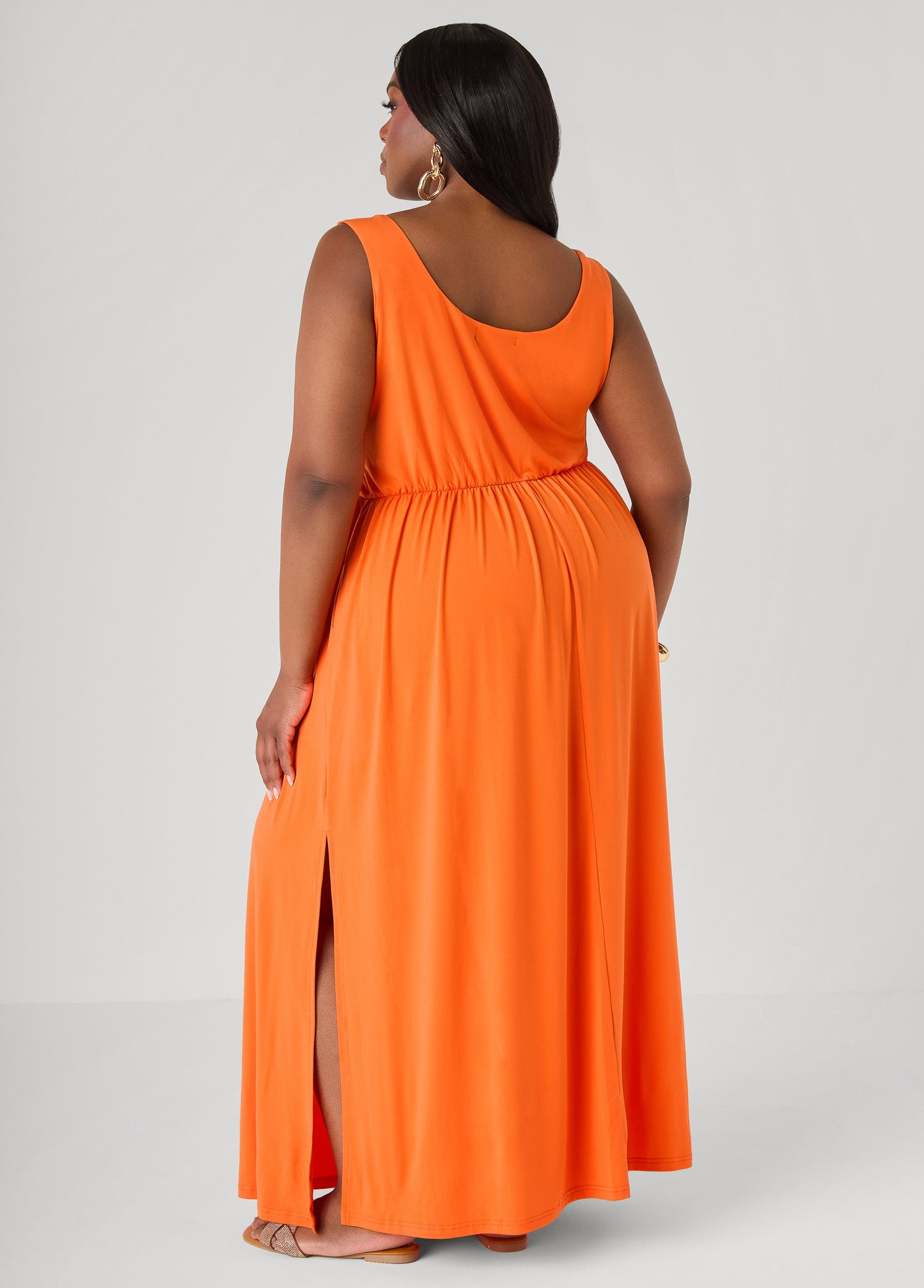Ashley Stewart Shell Embellished Maxi Dress Orangeade