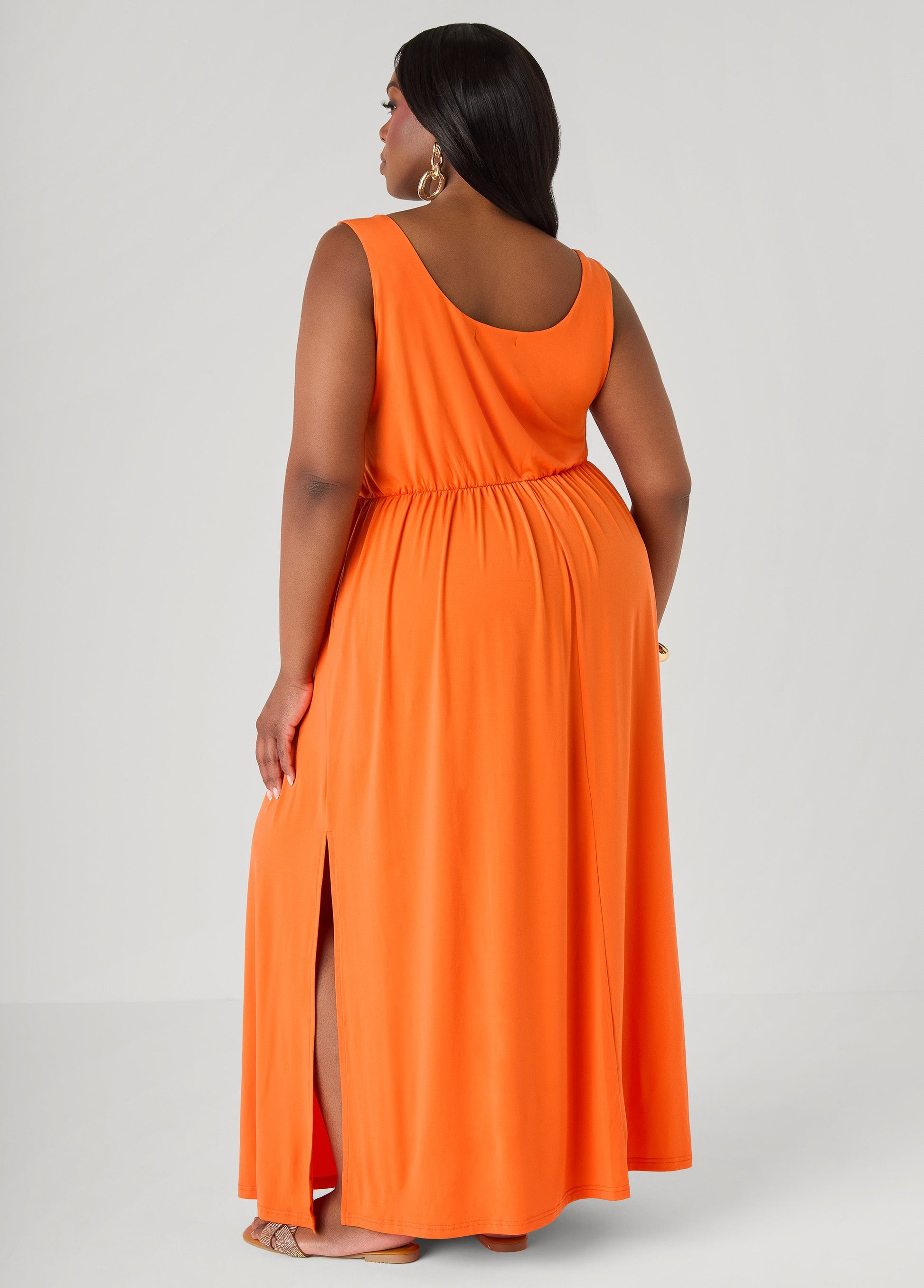 Ashley Stewart Shell Embellished Maxi Dress Orangeade