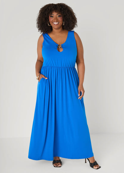 Ashley Stewart Shell Embellished Maxi Dress Orangeade